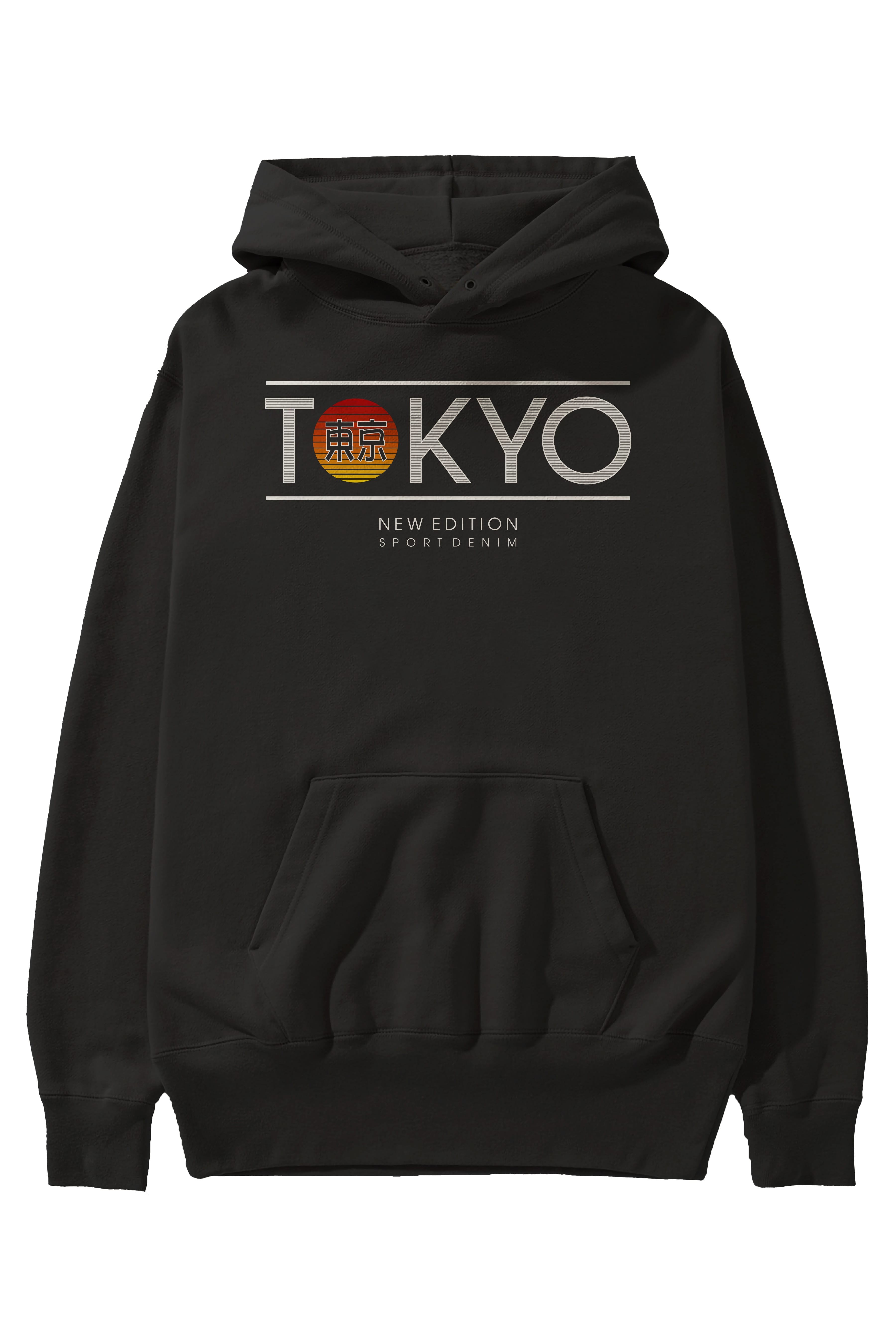 Tokyo Sport Ön Baskılı Oversize Hoodie Kapüşonlu Sweatshirt Erkek Kadın Unisex