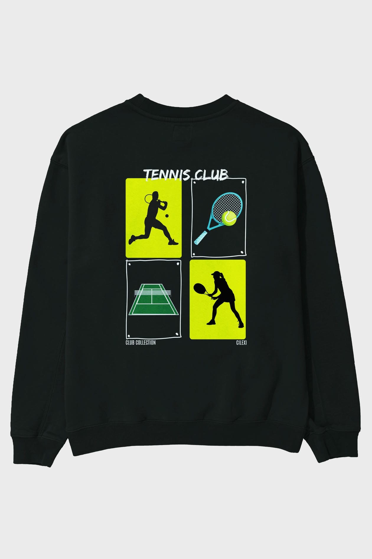 Tennis Club Arka Baskılı Oversize Sweatshirt Erkek Kadın Unisex