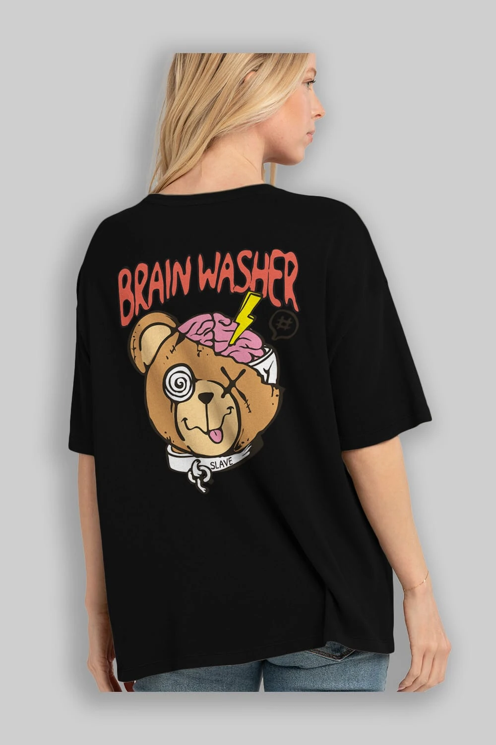 Brain Washer Arka Baskılı Oversize t-shirt Erkek Kadın Unisex