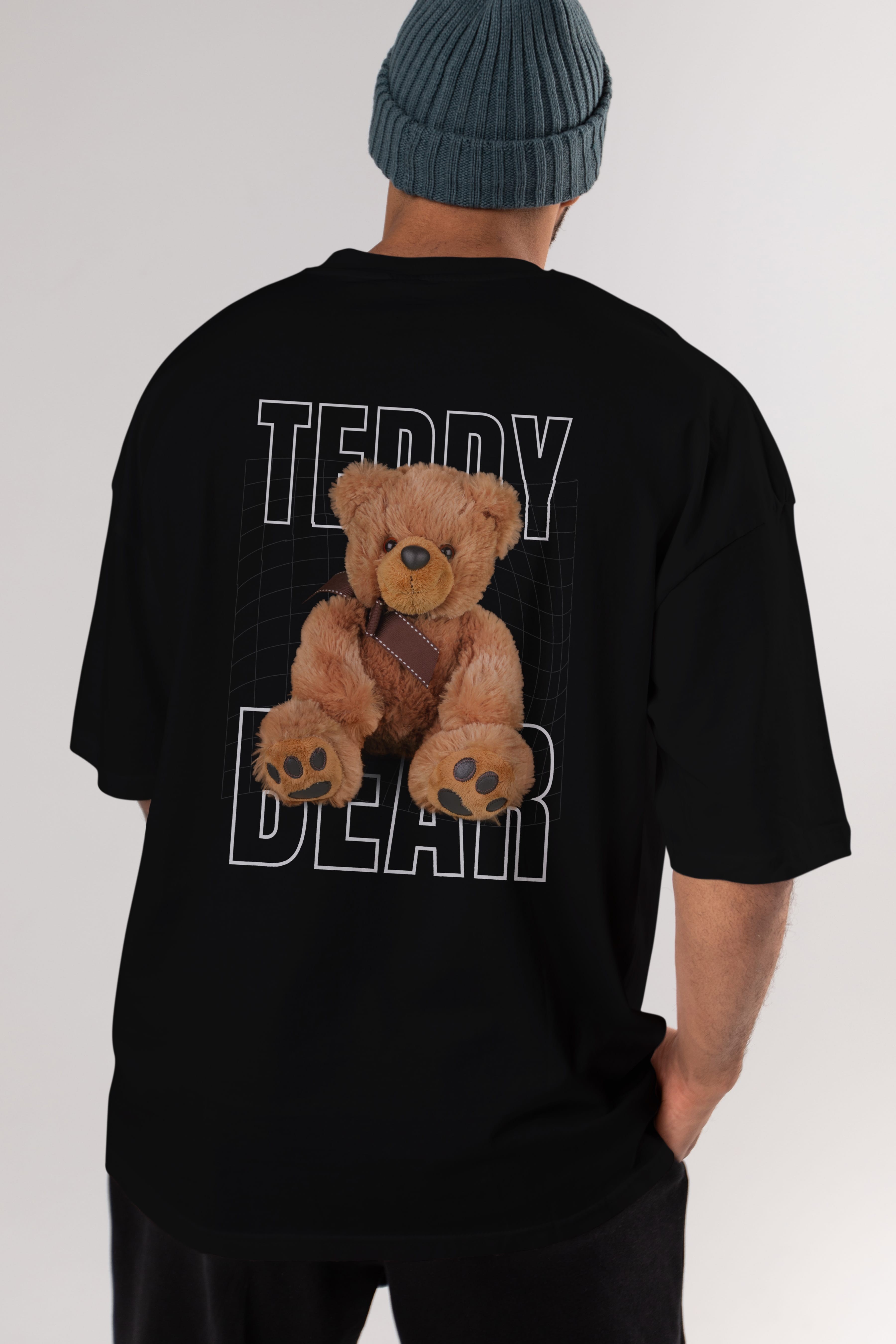 Teddy Bear Yazılı Arka Baskılı Oversize t-shirt Erkek Kadın Unisex