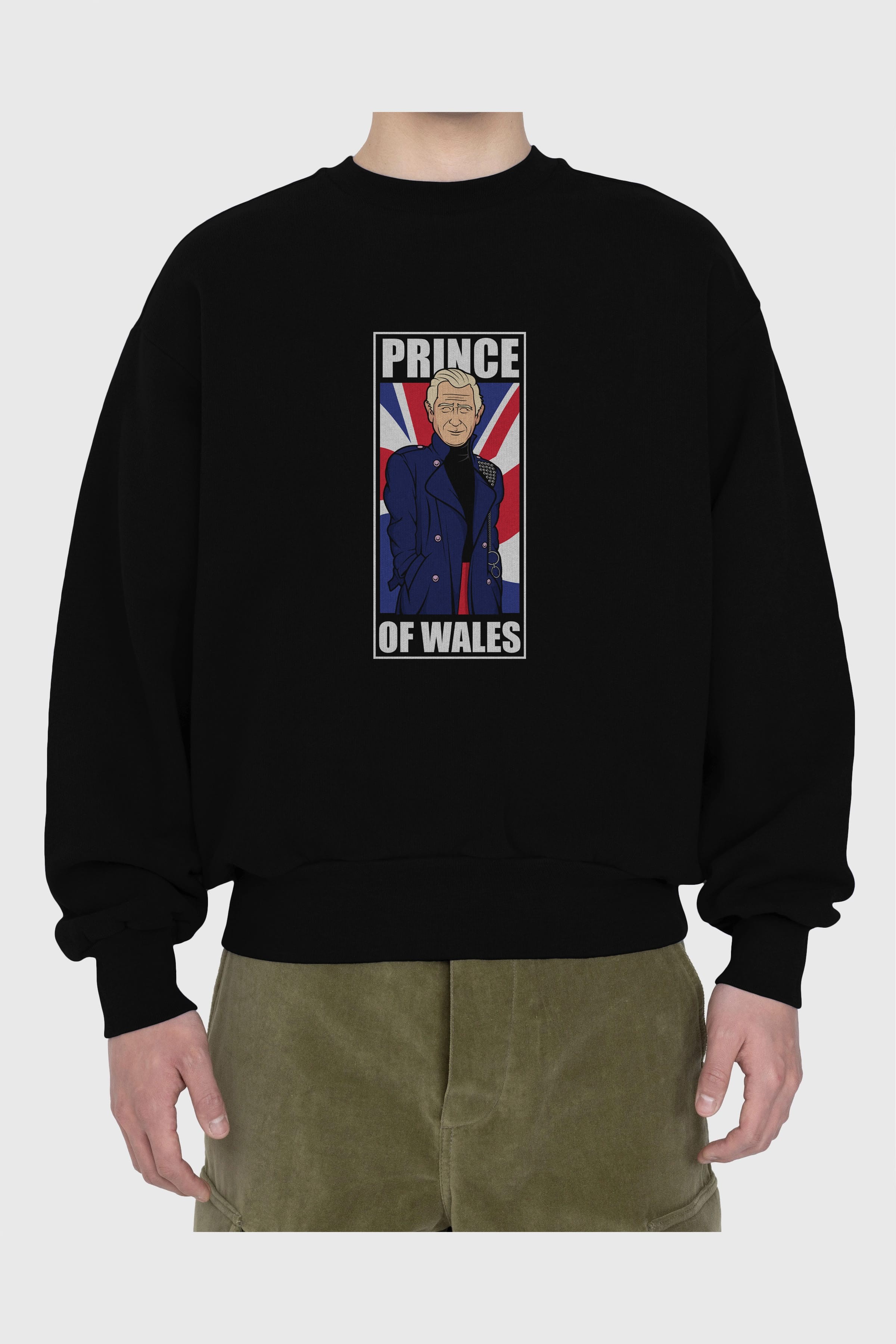 Prince Charles Ön Baskılı Oversize Sweatshirt Erkek Kadın Unisex