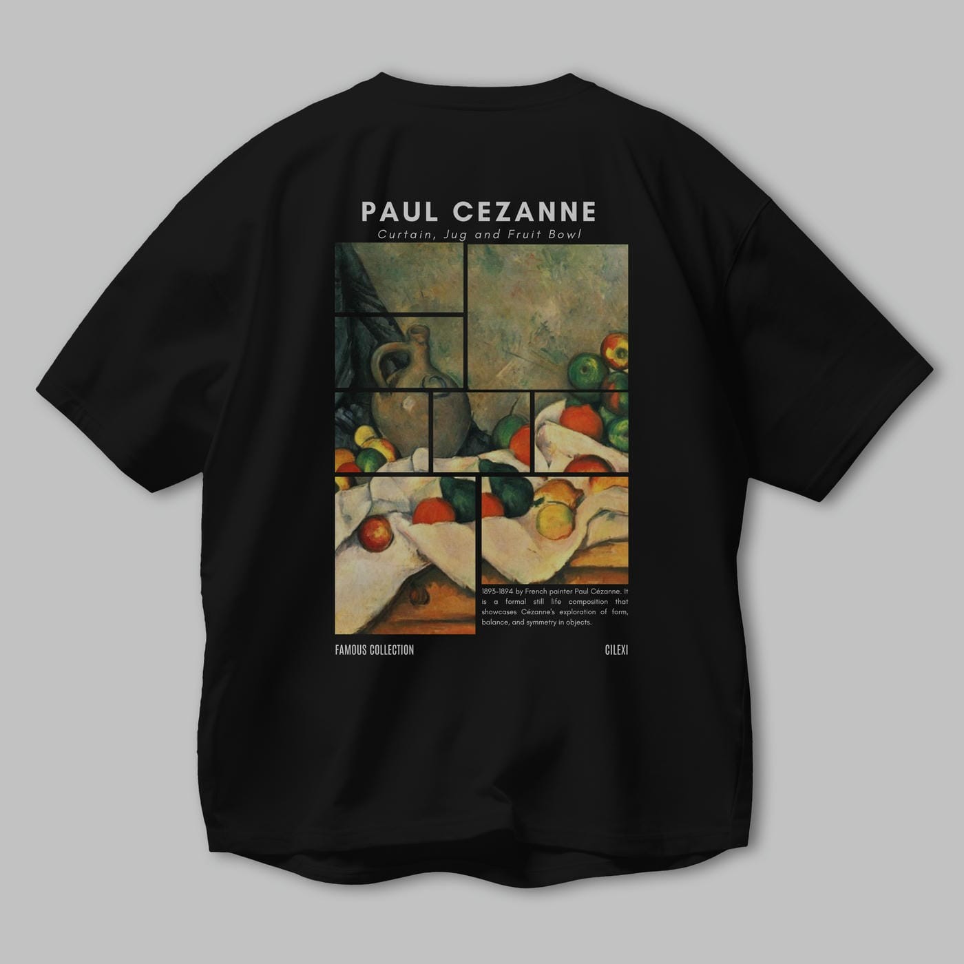 Paul Cezanne Curtain Arka Baskılı Oversize t-shirt Erkek Kadın Bisiklet Yaka Pamuk tişort