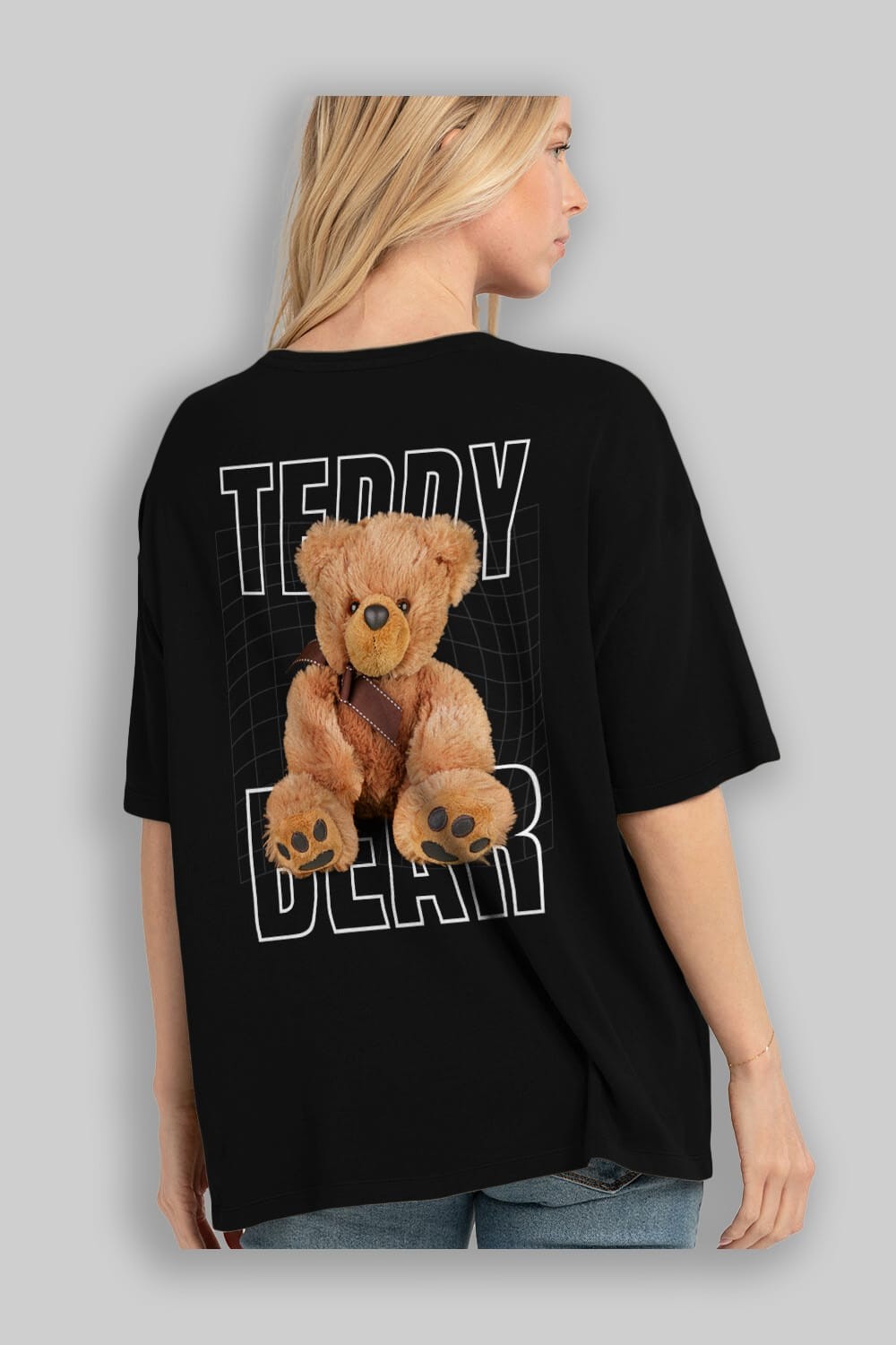 Teddy Bear Yazılı Arka Baskılı Oversize t-shirt Erkek Kadın Unisex