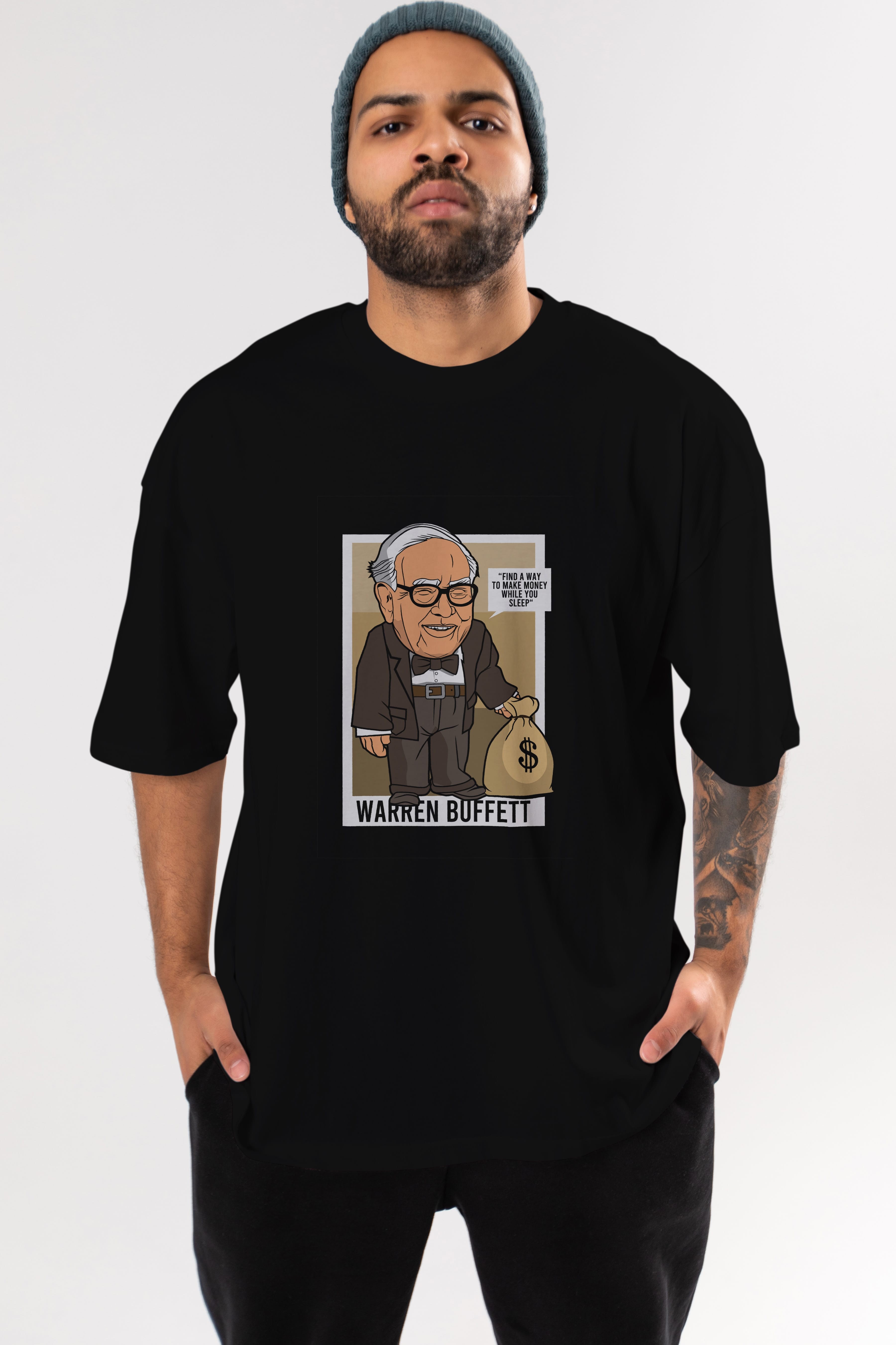 Warren Buffet Up Carl Ön Baskılı Oversize t-shirt Erkek Kadın Unisex %100 Pamuk tişort