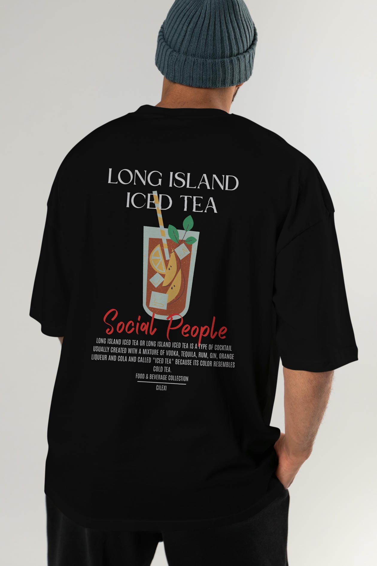 Long Island ıced tea Kokteyl Serisi Baskılı Oversize t-shirt Erkek Kadın Unisex %100 Pamuk Bisiklet Yaka tişort