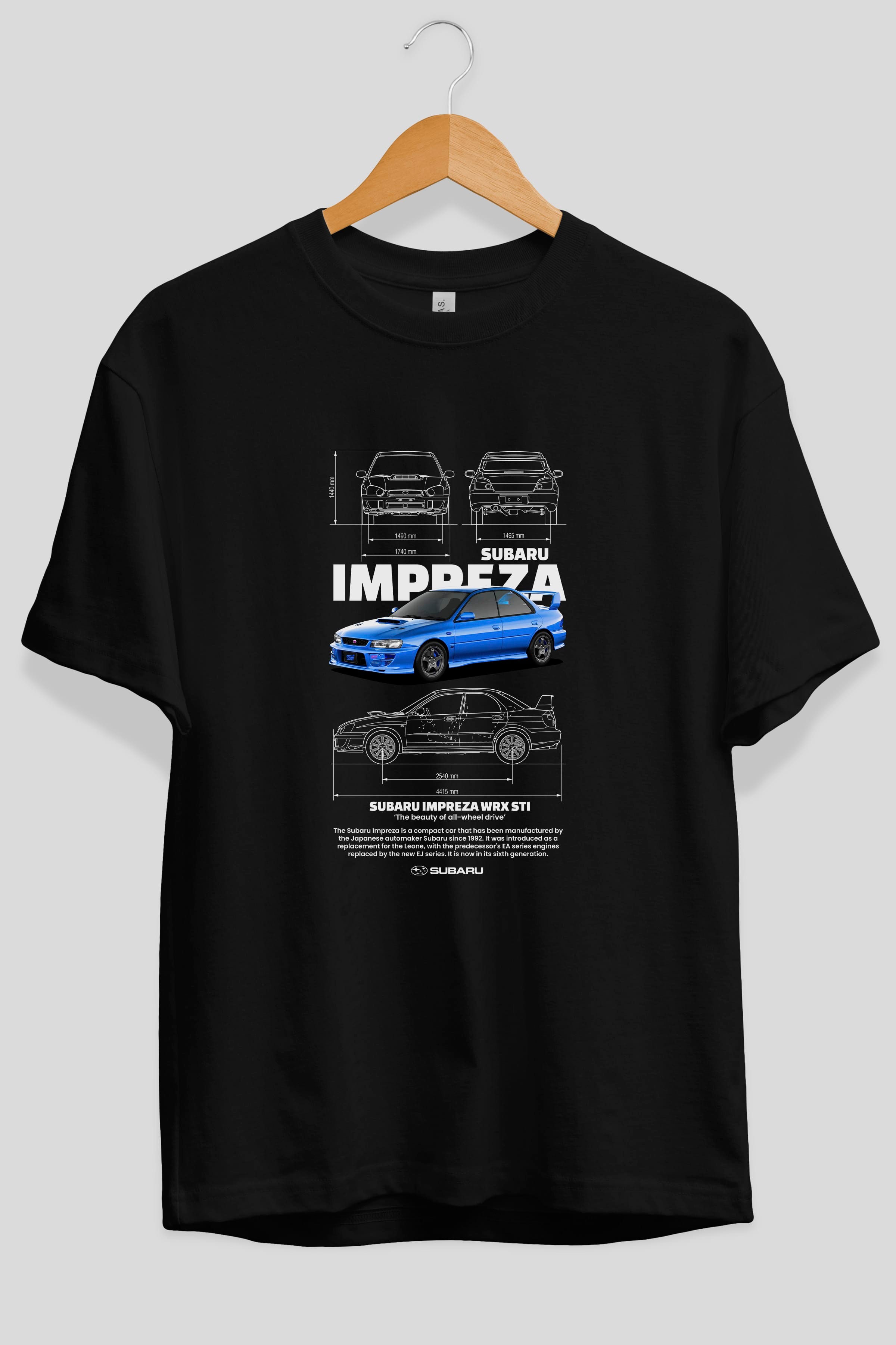 Subaru impreza wrx sti Ön Baskılı Oversize t-shirt Erkek Kadın Unisex %100 Pamuk Bisiklet Yaka tişort