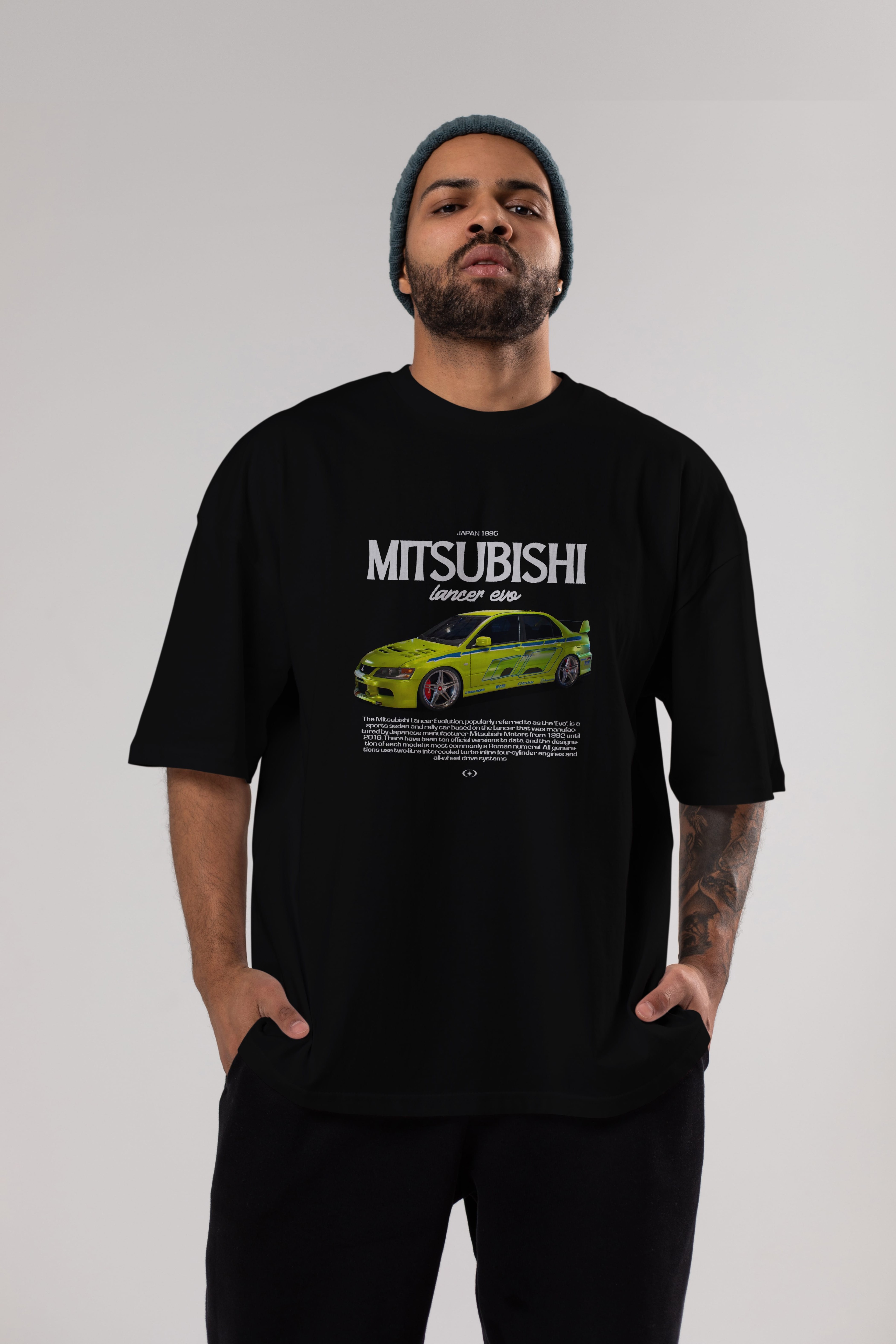 MITSUBISHI LANCER EVO 3 Ön Baskılı Oversize t-shirt Erkek Kadın Unisex %100 Pamuk Bisiklet Yaka tişort