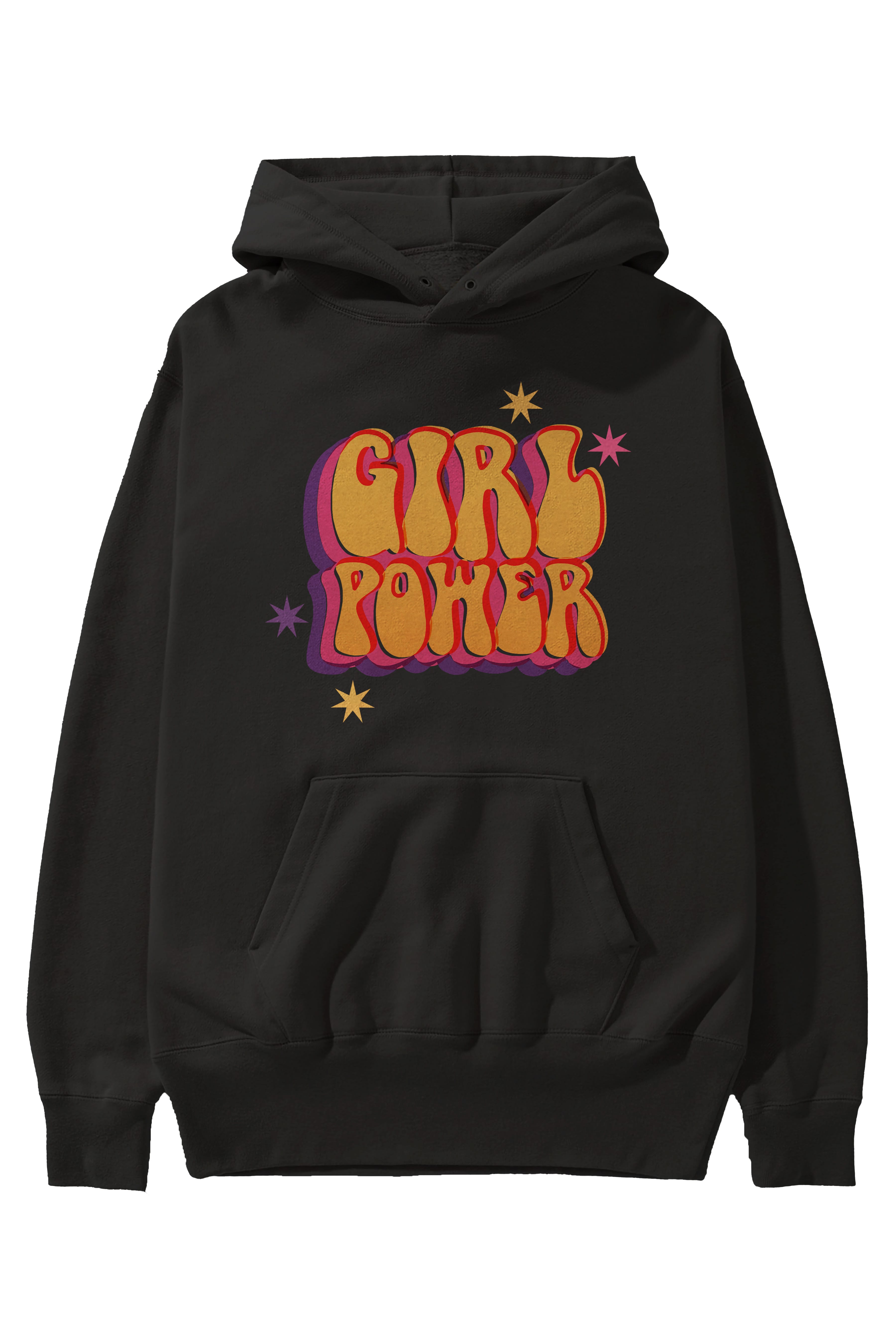 Girl Power Yazılı Ön Baskılı Oversize Hoodie Kapüşonlu Sweatshirt Erkek Kadın Unisex