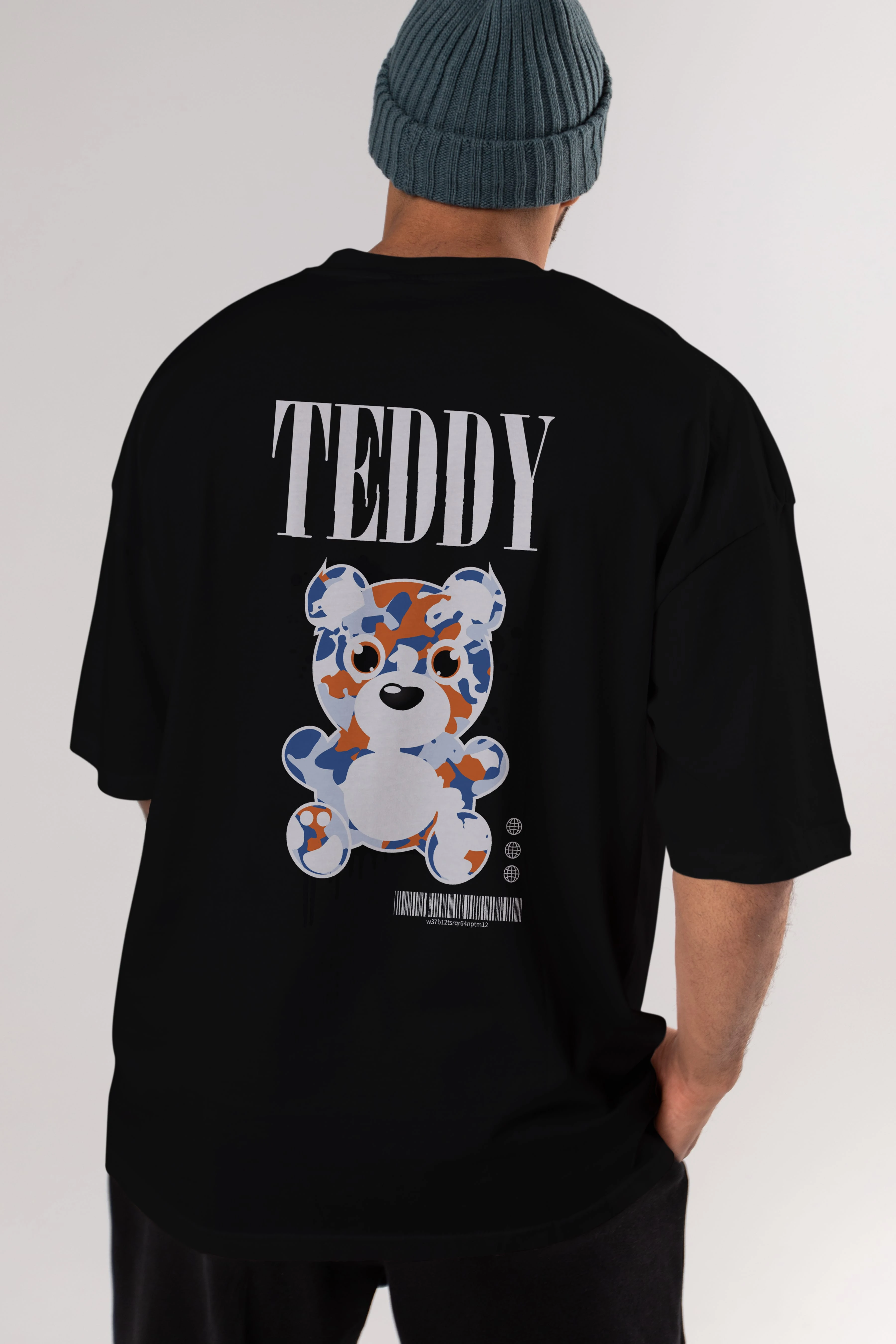 Teddy Bear Streetwear Arka Baskılı Oversize t-shirt Erkek Kadın Unisex