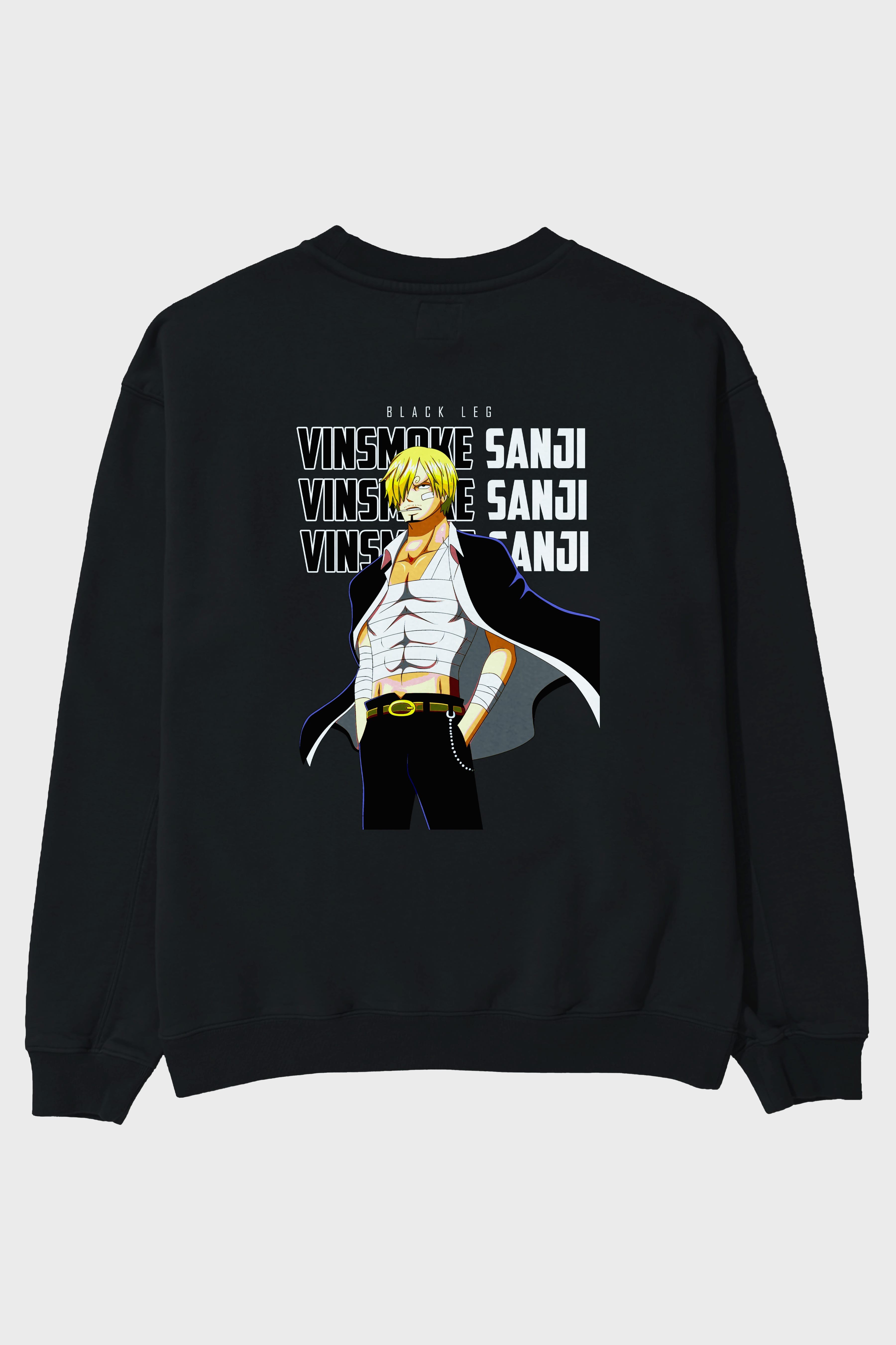 Sanji Arka Baskılı Anime Oversize Sweatshirt Erkek Kadın Unisex