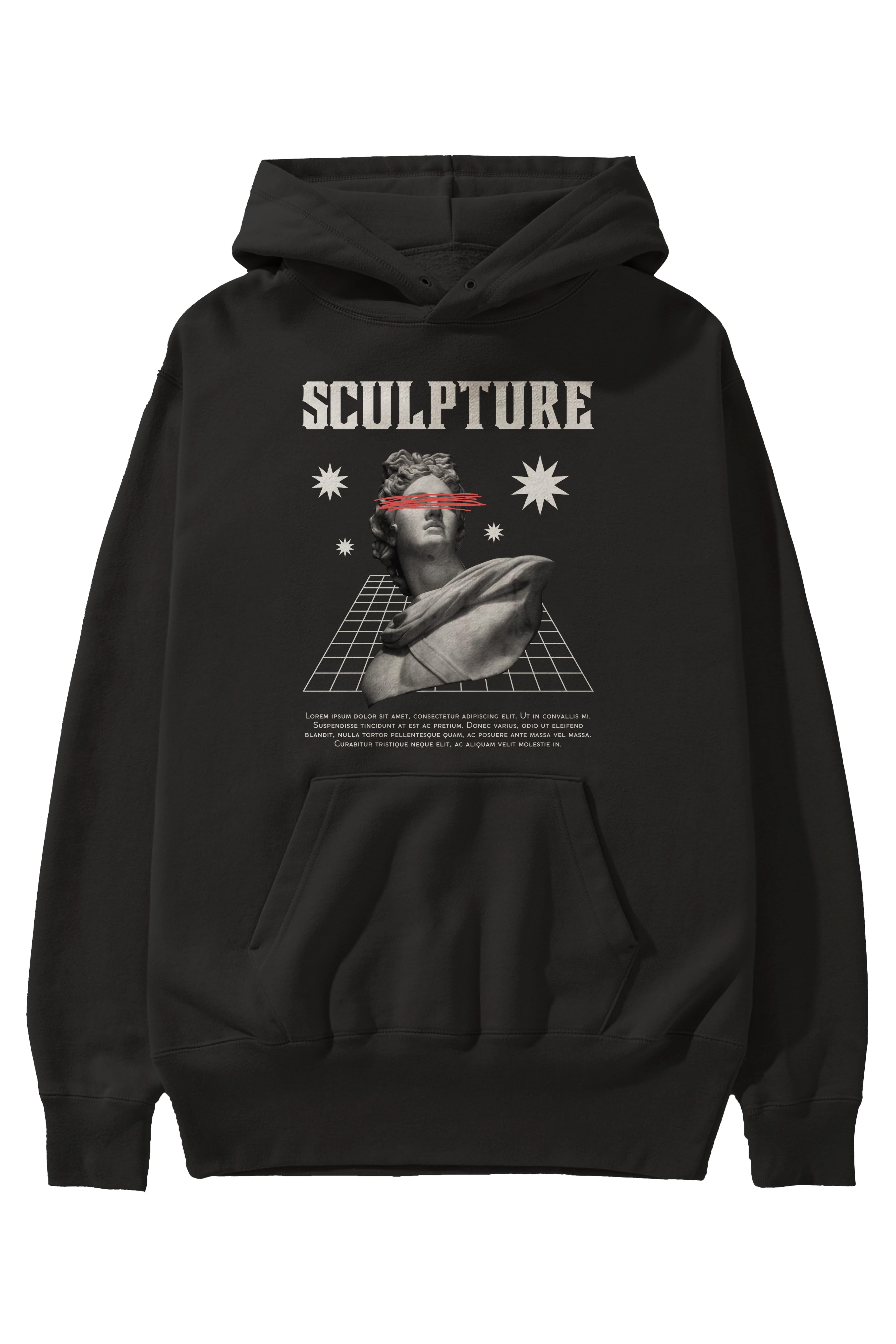 Sculpture Yazılı Ön Baskılı Oversize Hoodie Kapüşonlu Sweatshirt Erkek Kadın Unisex