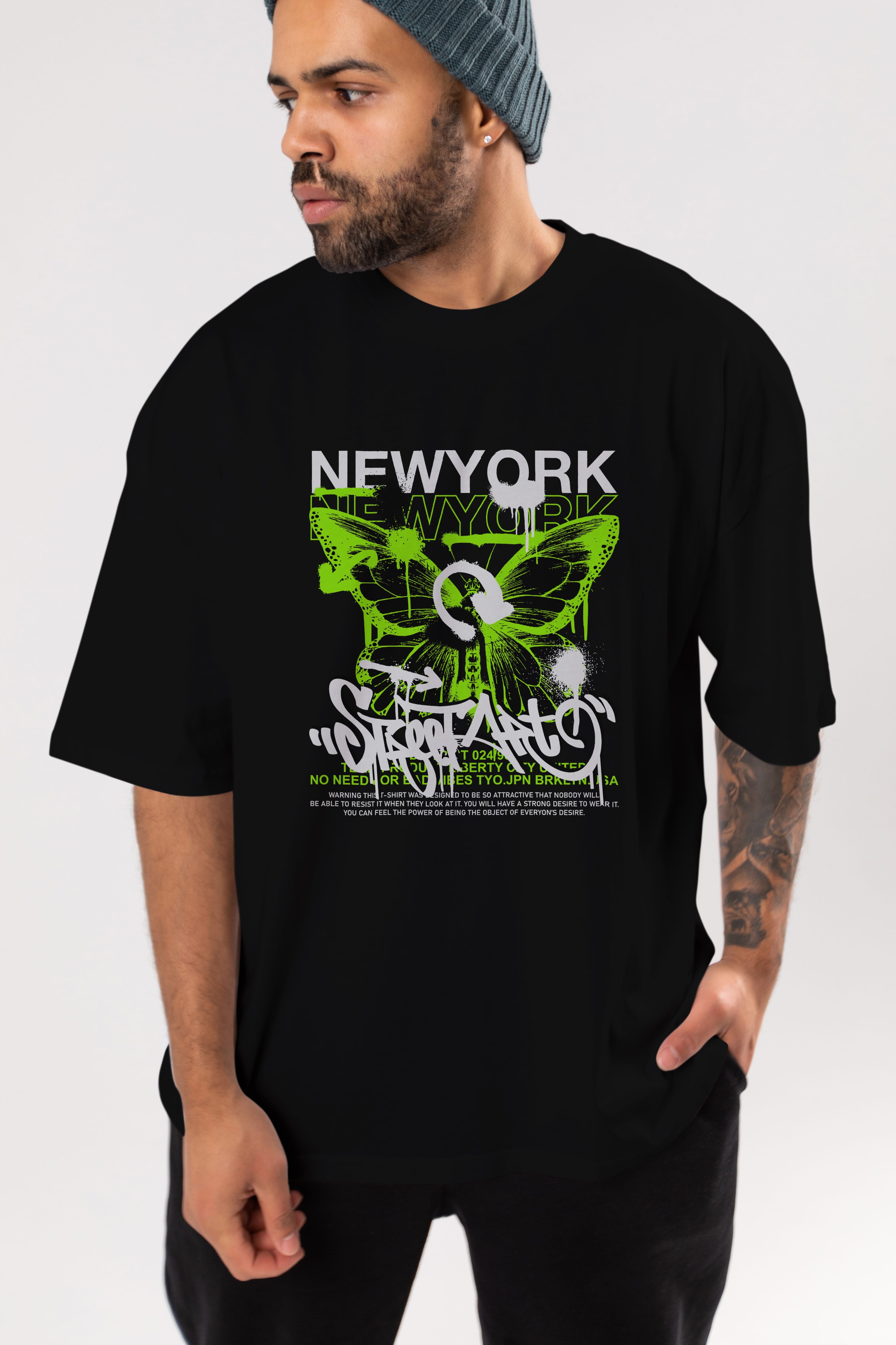 New York Street Style Ön Baskılı Oversize t-shirt Erkek Kadın Unisex