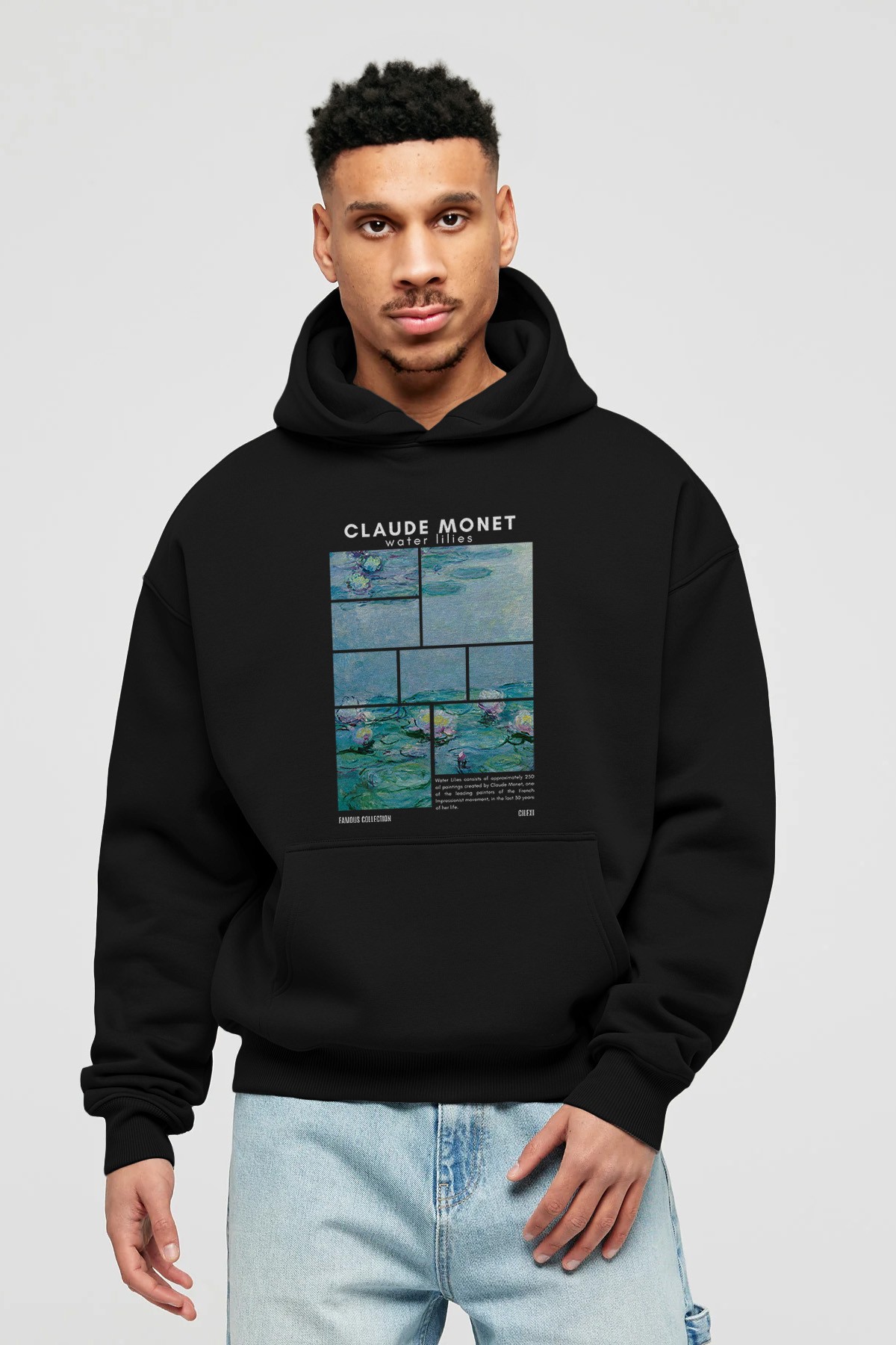Claude Monet ön Baskılı Hoodie Oversize Kapüşonlu Sweatshirt Erkek Kadın