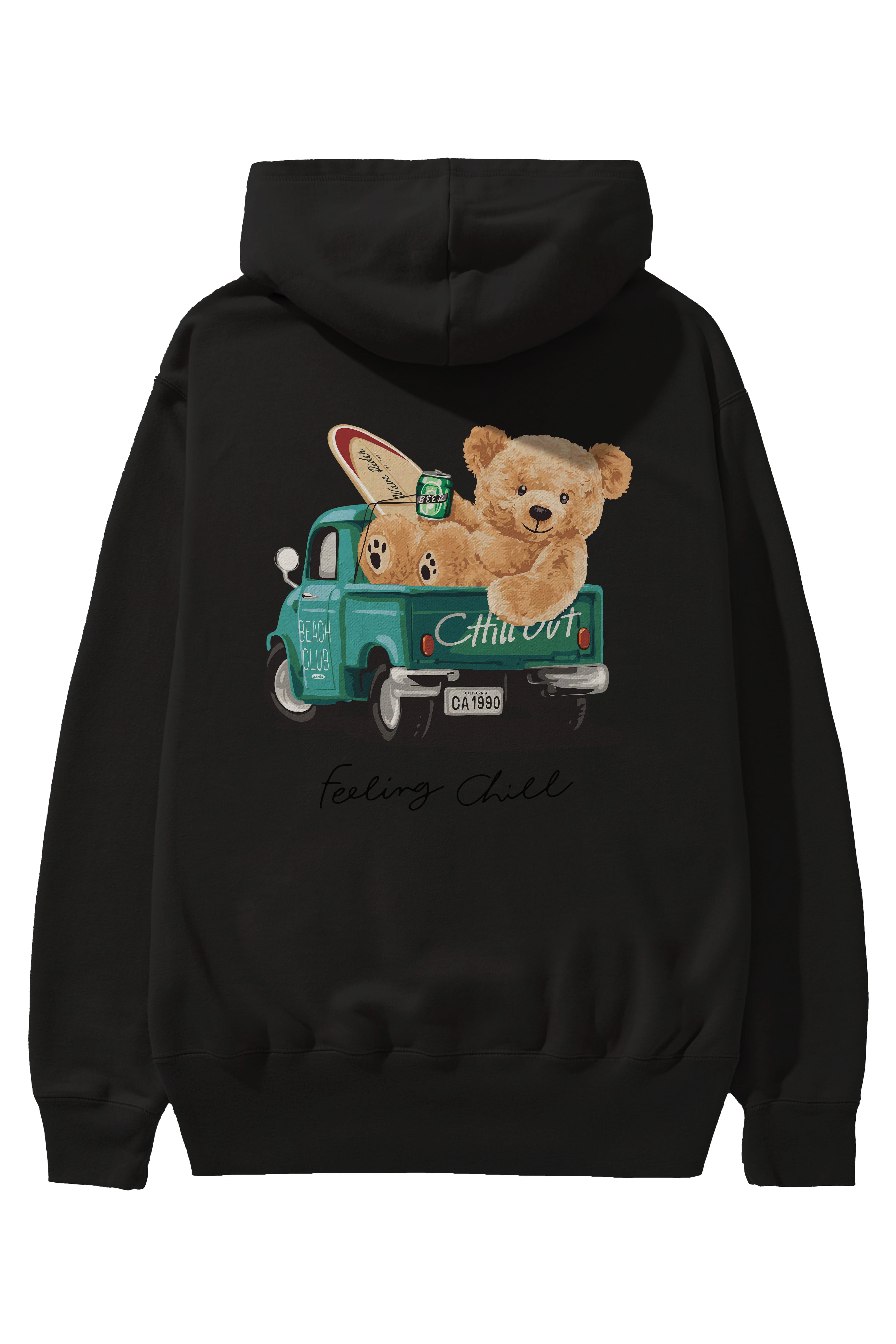 Teddy Bear Chill Out Arka Baskılı Hoodie Oversize Kapüşonlu Sweatshirt Erkek Kadın Unisex