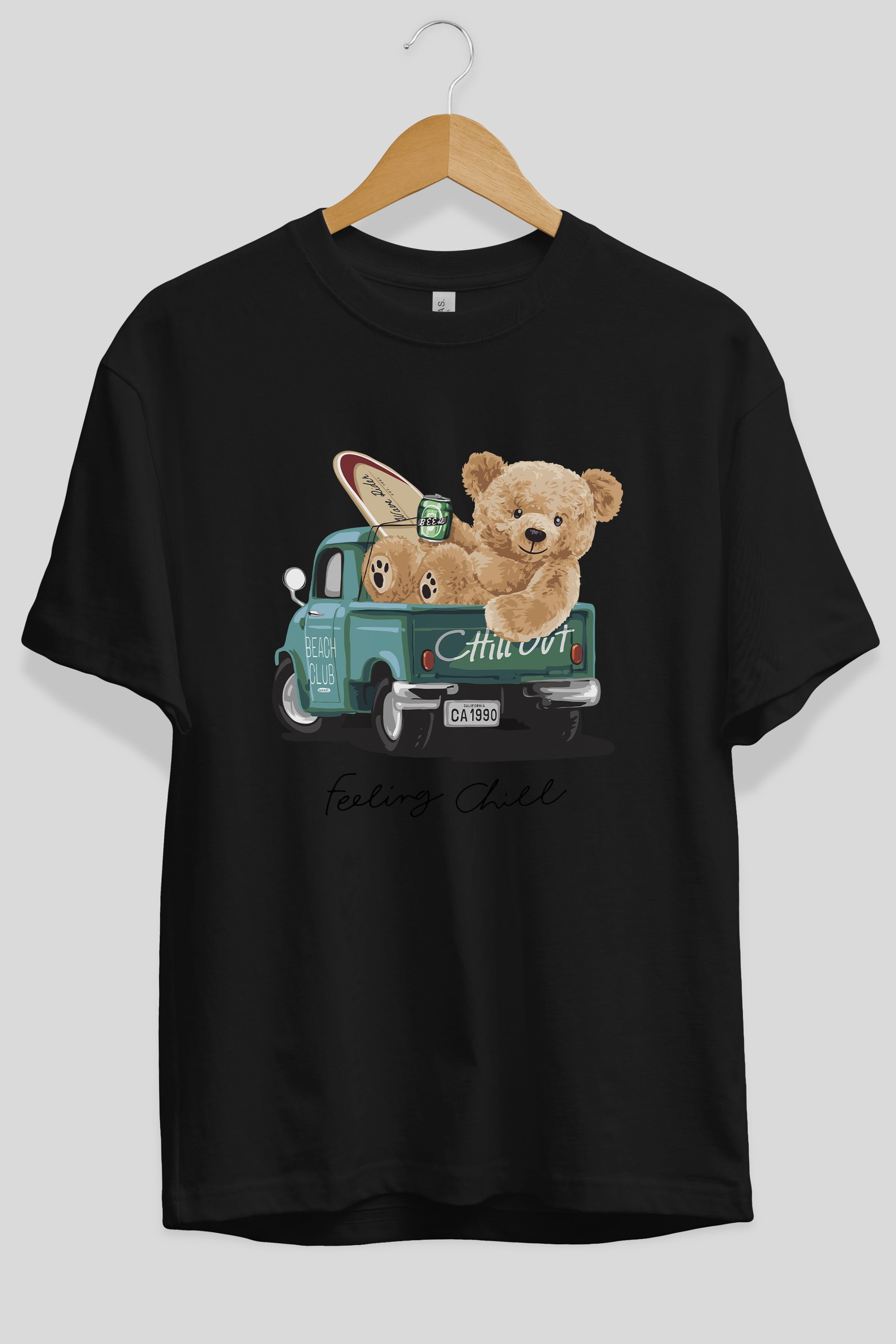 Teddy Bear Chill Out Ön Baskılı Oversize t-shirt Erkek Kadın Unisex %100 Pamuk