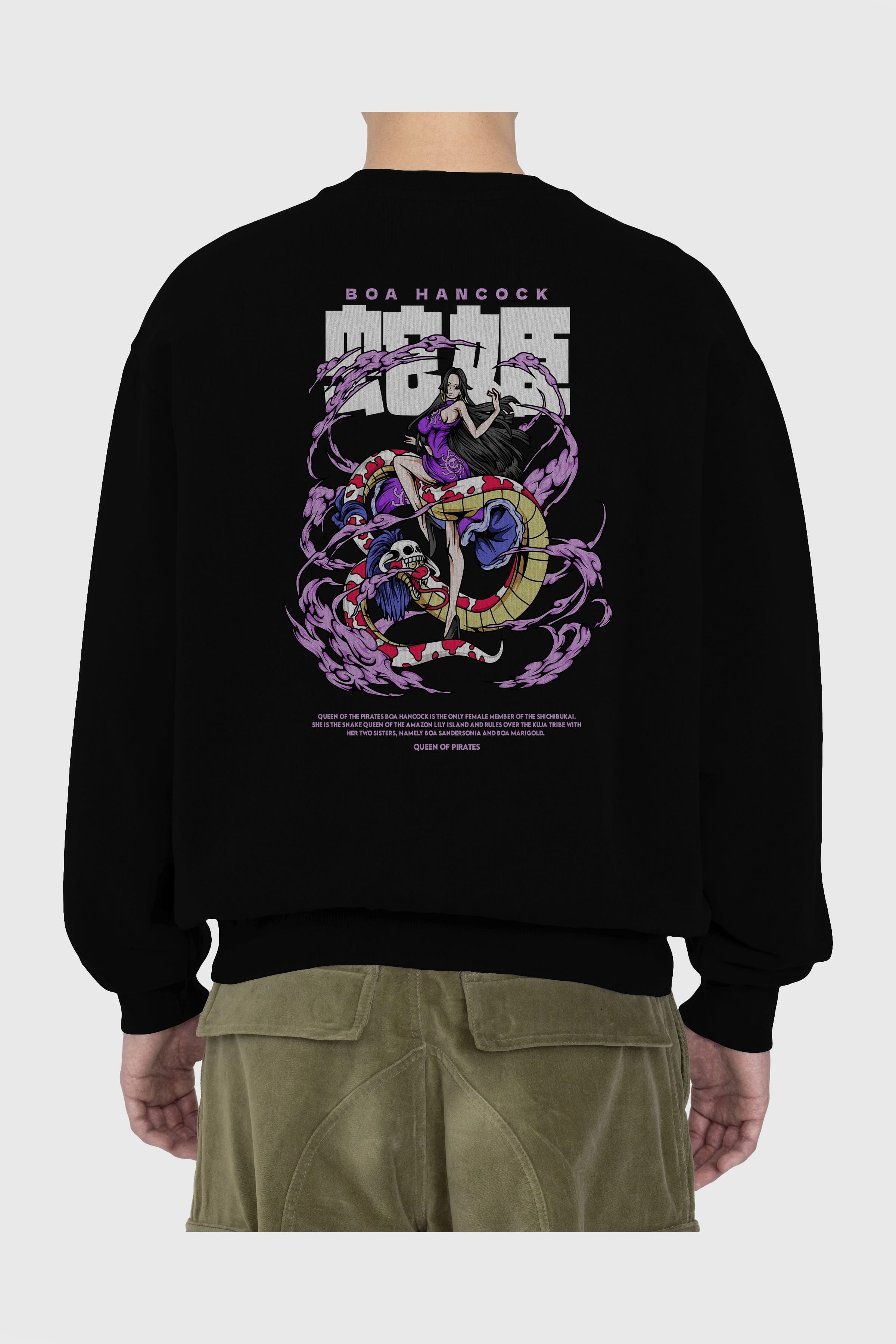 Boa Hancock Anime Arka Baskılı Oversize Sweatshirt Erkek Kadın Unisex