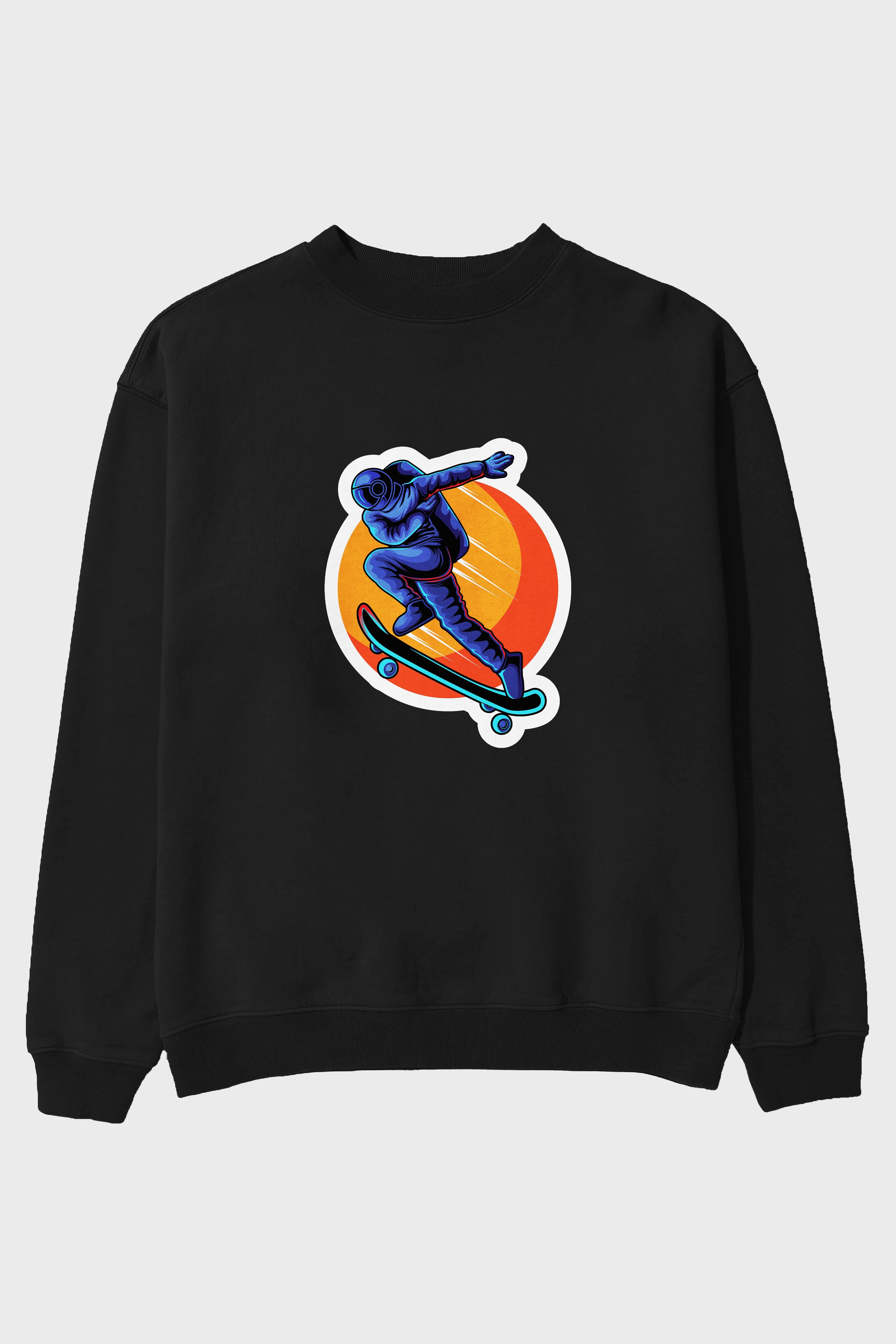 Astroskate Run Sticker Ön Baskılı Oversize Sweatshirt Erkek Kadın Unisex