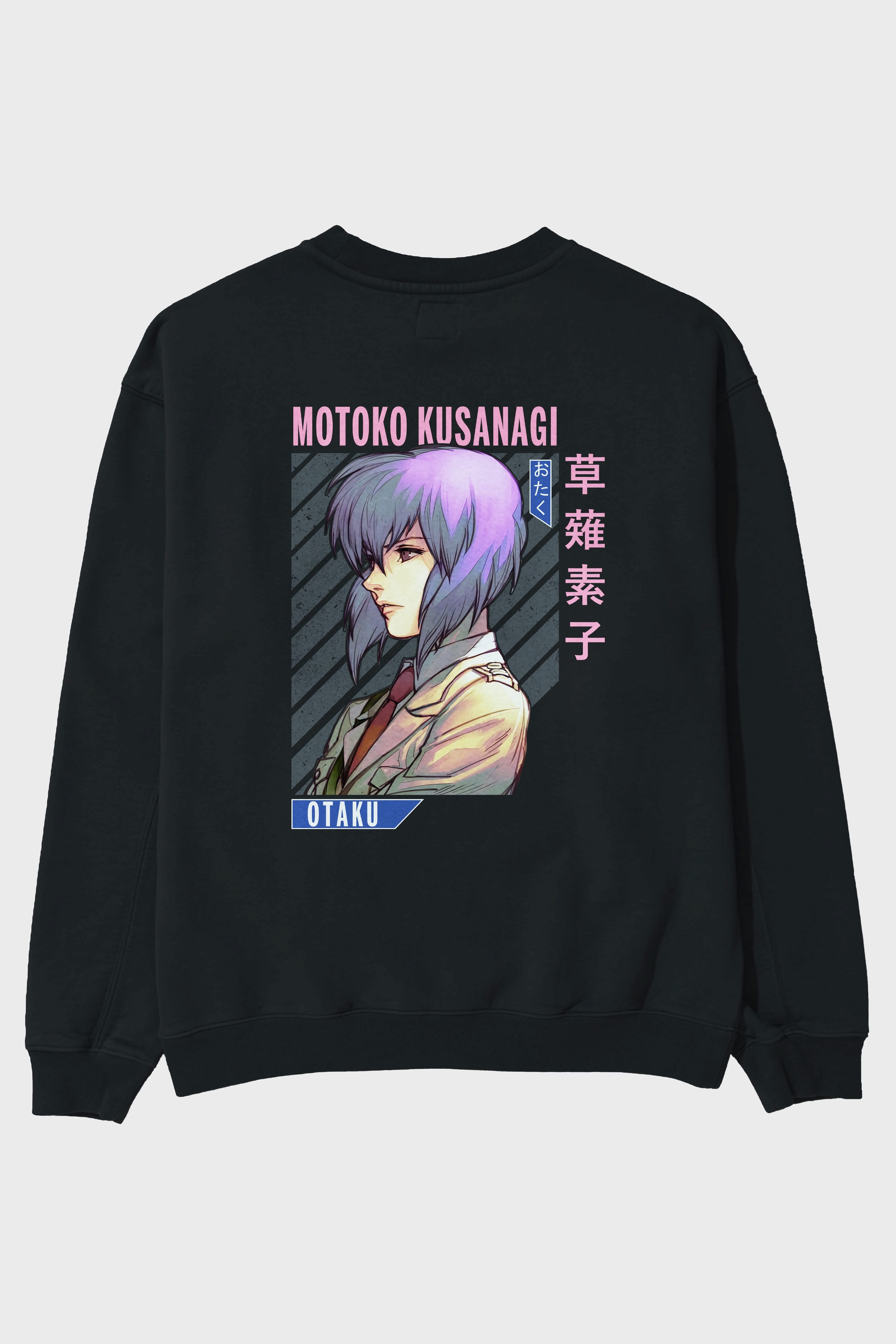 Motoko Kusanagi 4 Anime Arka Baskılı Oversize Sweatshirt Erkek Kadın Unisex