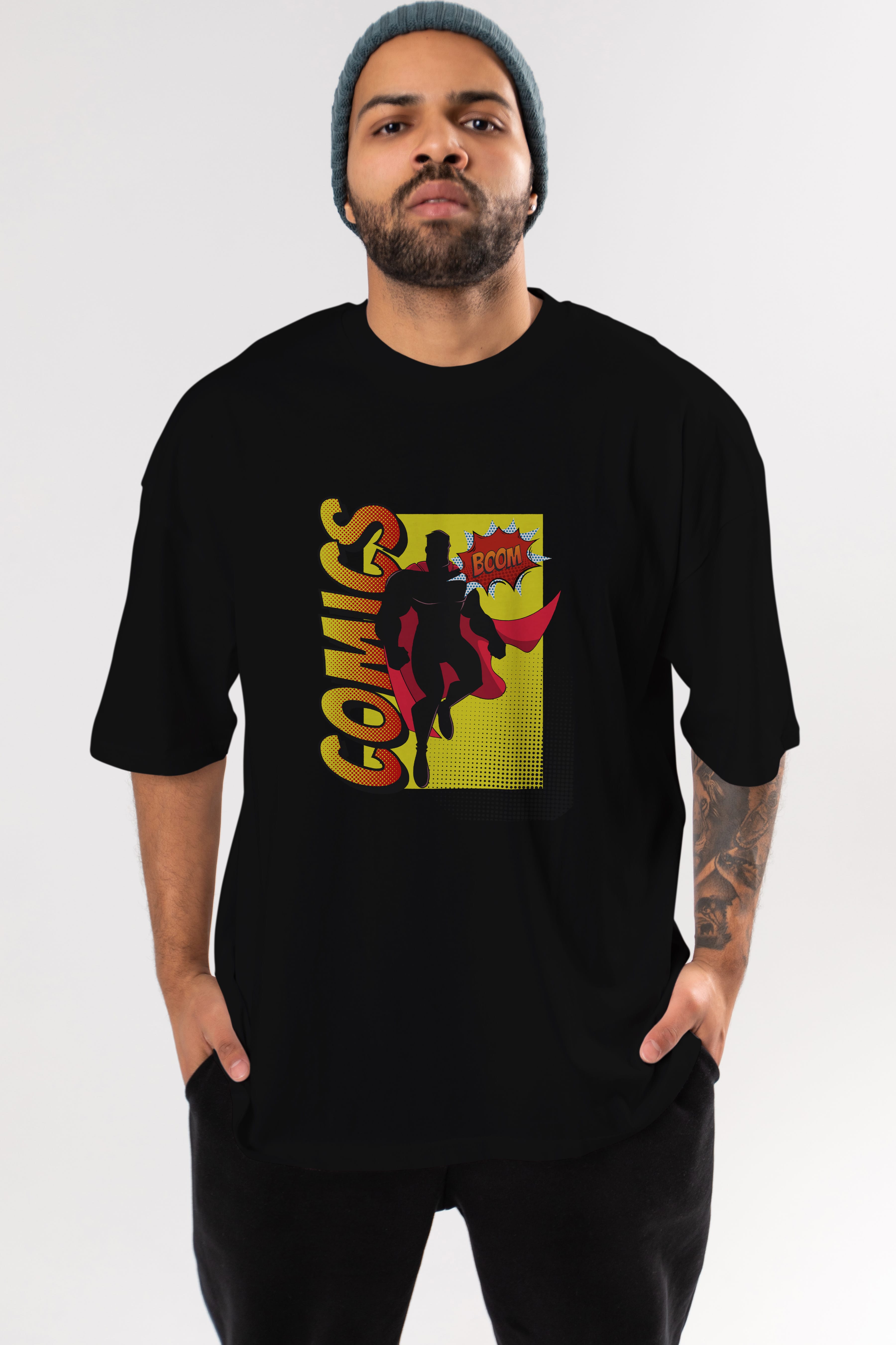 Comics Boom Ön Baskılı Oversize t-shirt Erkek Kadın Unisex