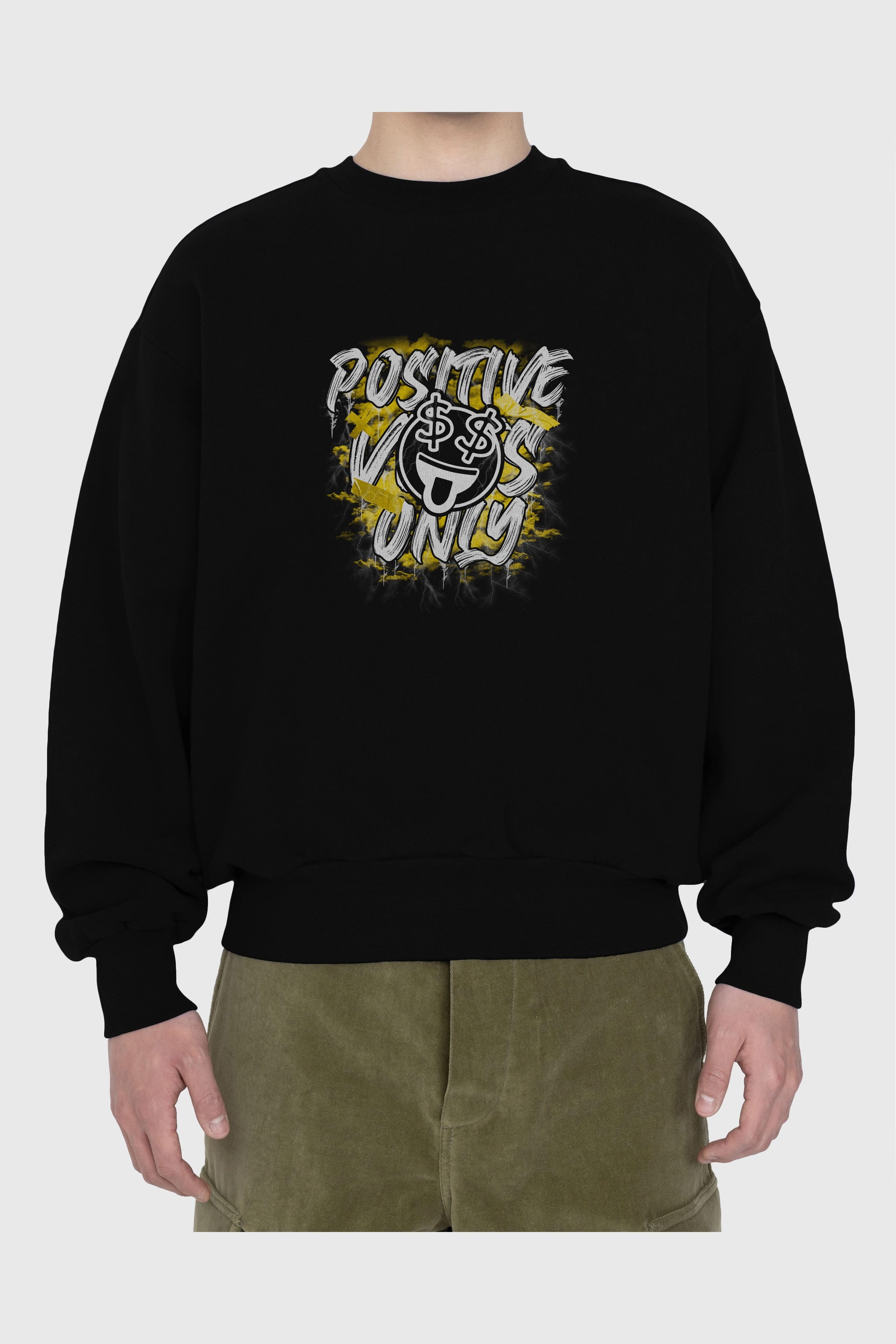 Positive Only Ön Baskılı Oversize Sweatshirt Erkek Kadın Unisex