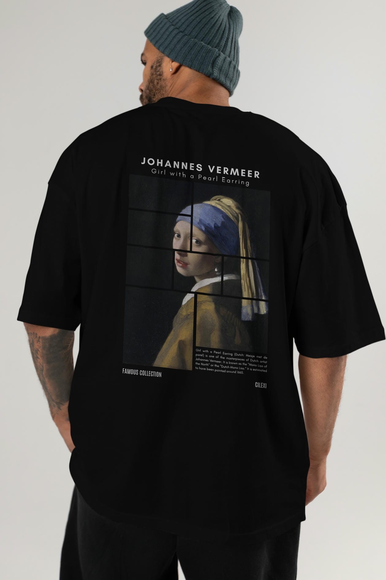 Johannes Vermeer Arka Baskılı Oversize t-shirt Erkek Kadın Bisiklet Yaka Pamuk tişort