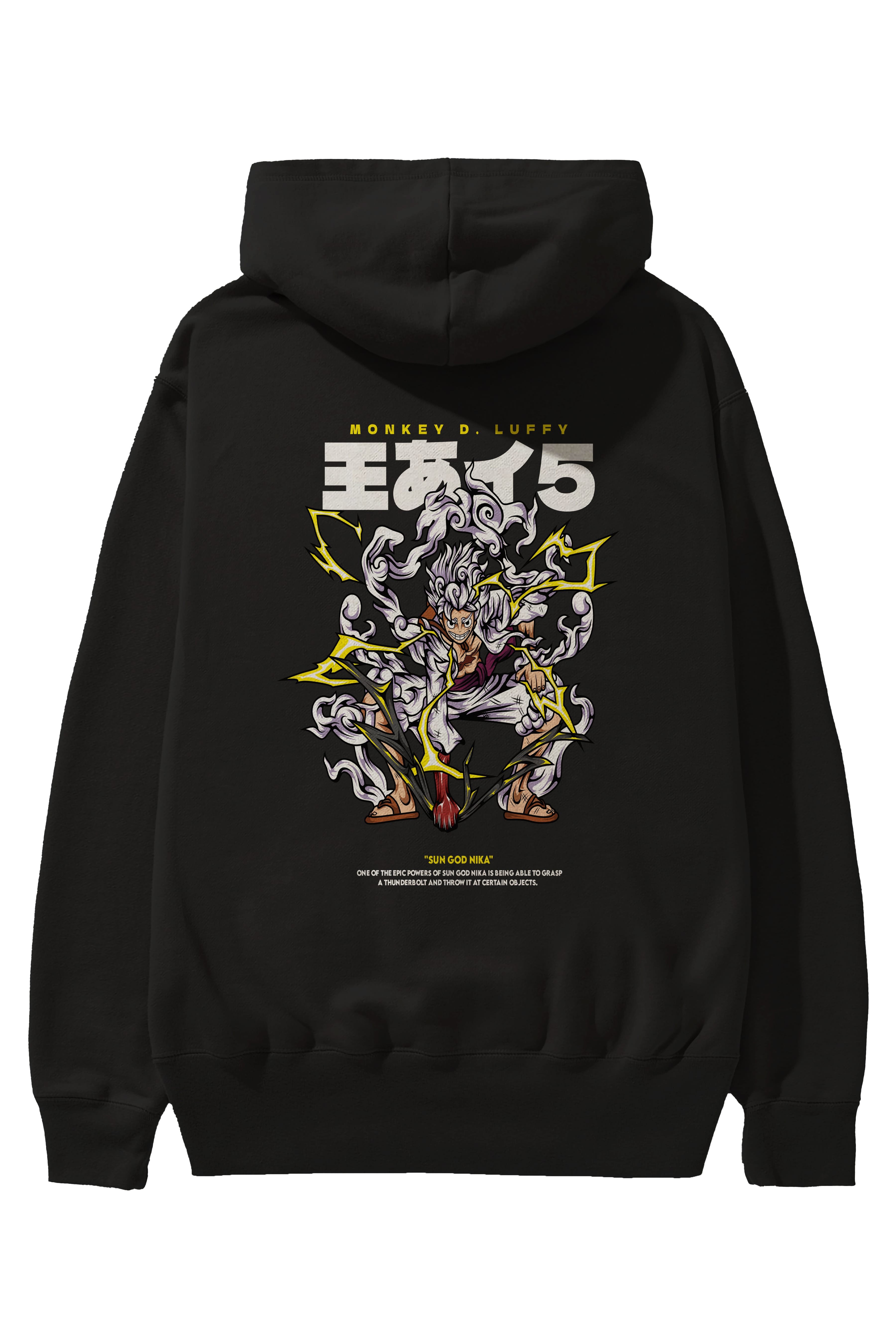 Monkey D. Luffy GEAR5 1 Anime Arka Baskılı Hoodie Oversize Kapüşonlu Sweatshirt Erkek Kadın Unisex