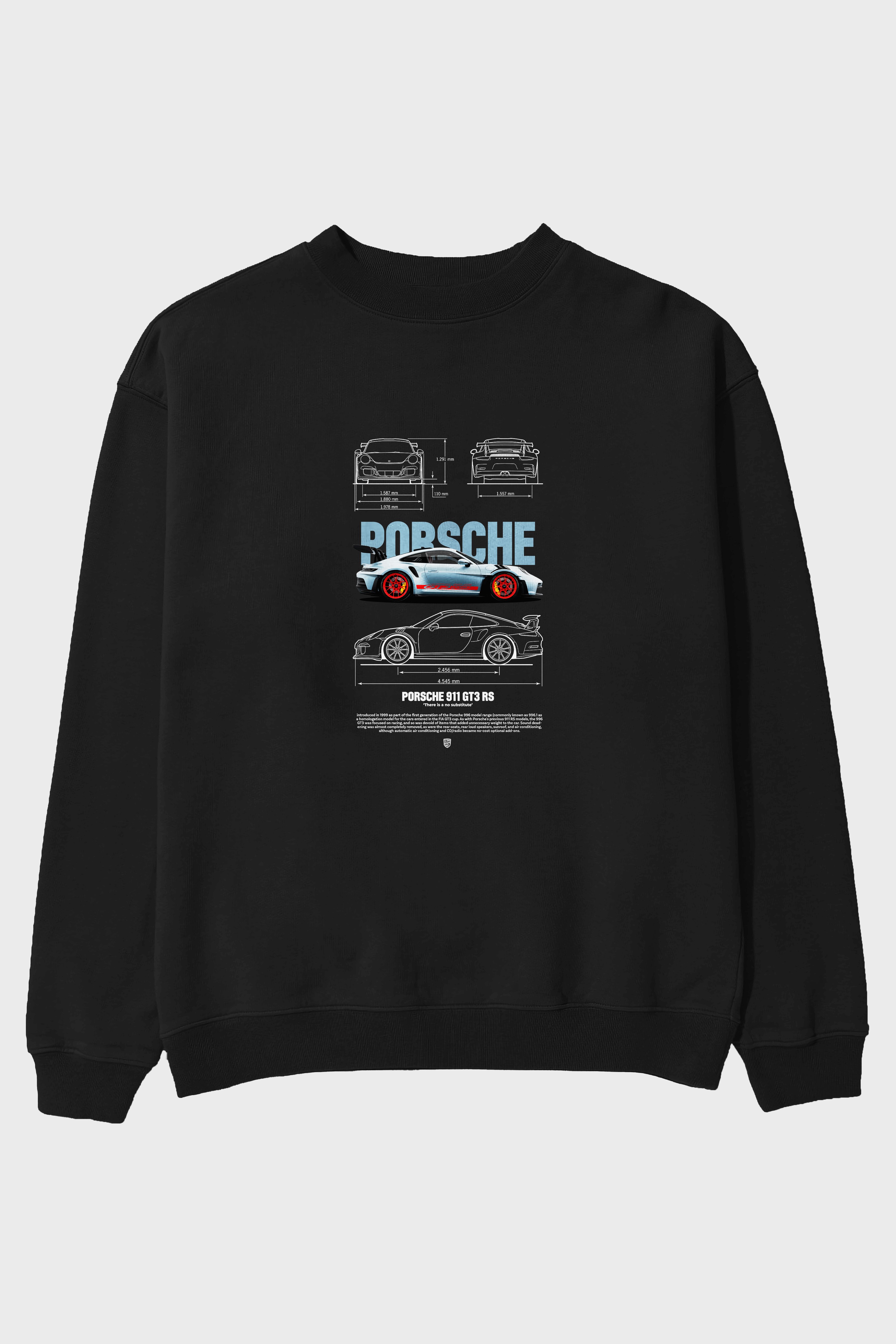 PORSCHE 911 GT3 RS 2 Ön Baskılı Anime Oversize Sweatshirt Erkek Kadın Unisex