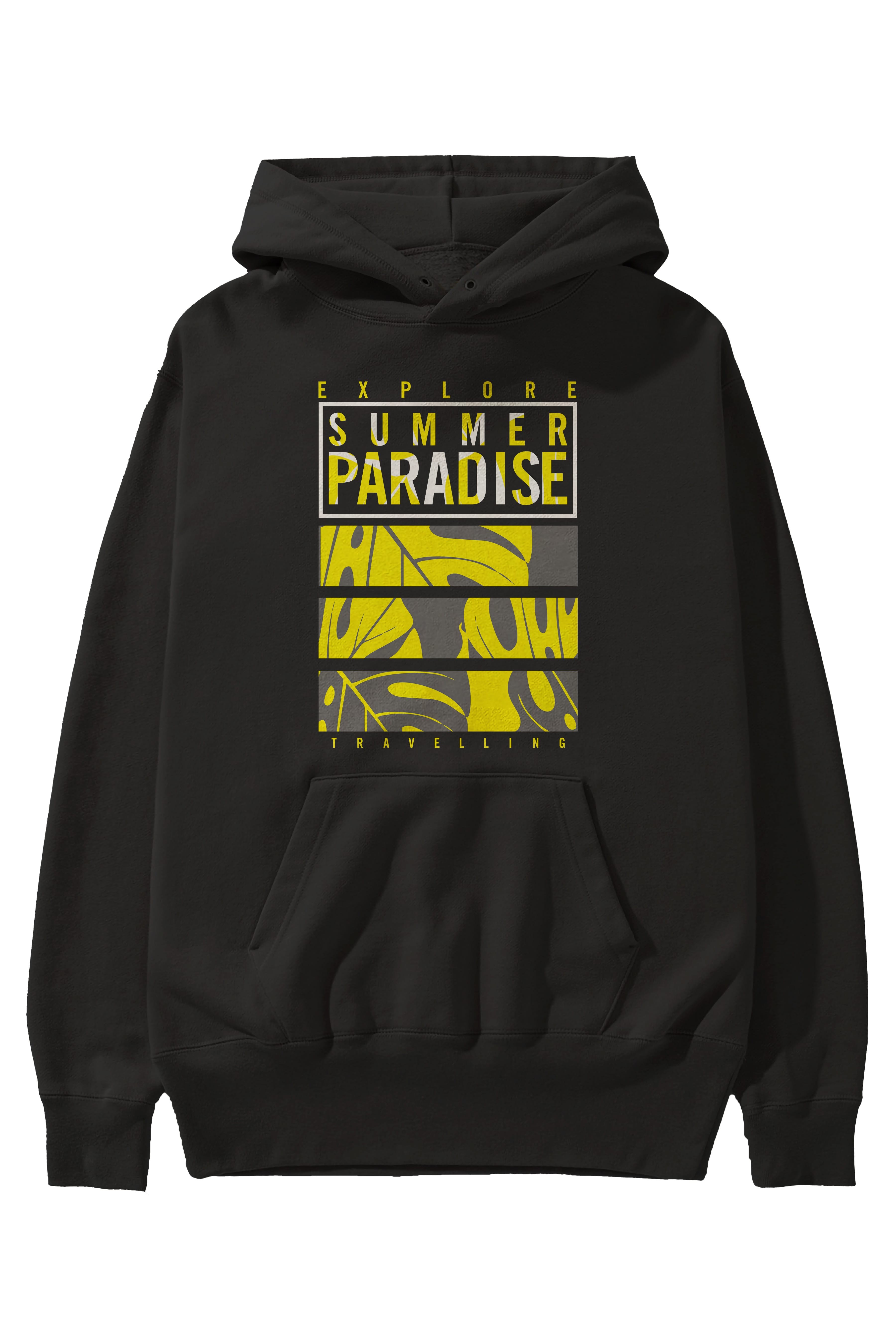 Summer Paradise Ön Baskılı Hoodie Oversize Kapüşonlu Sweatshirt Erkek Kadın Unisex