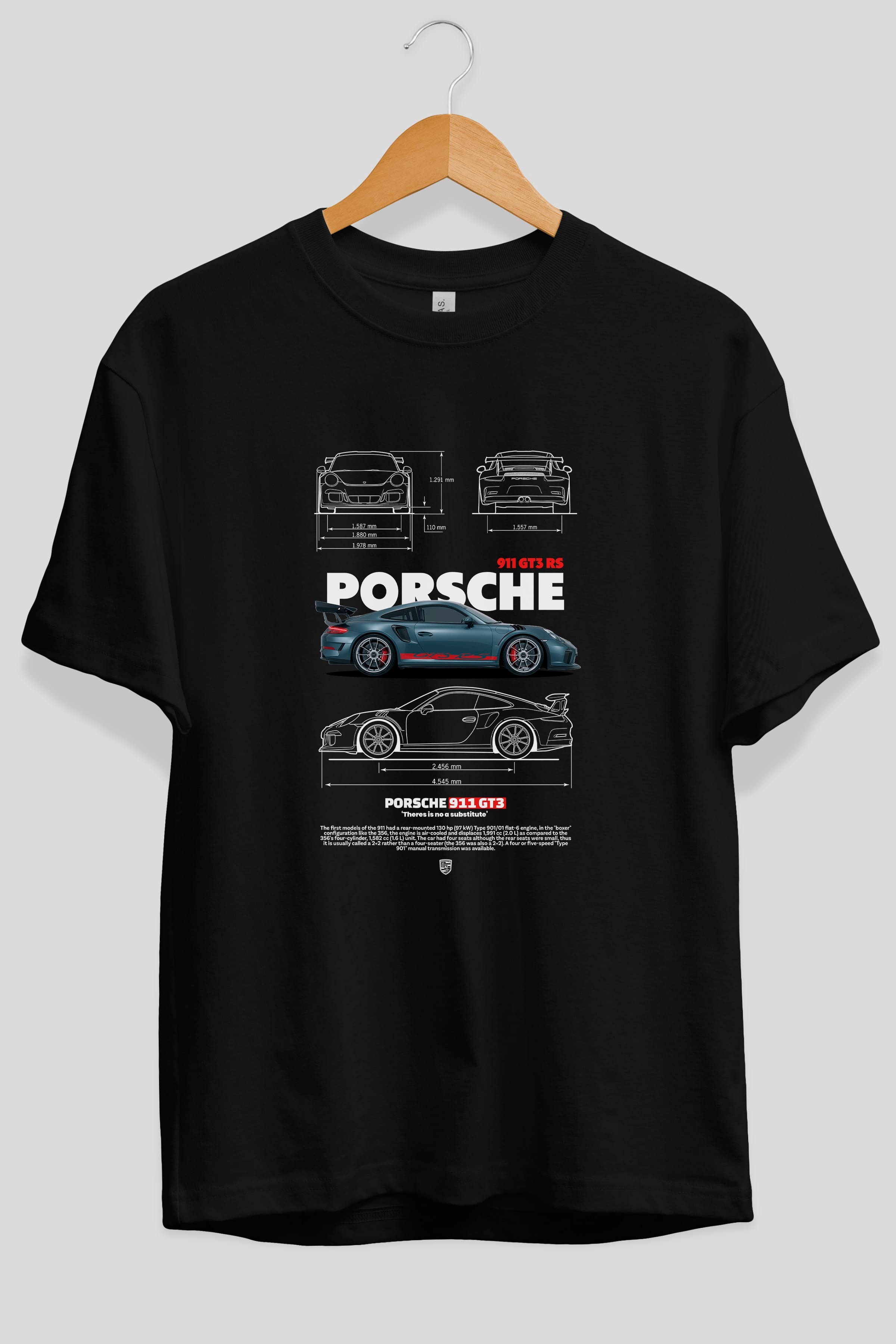 PORSCHE 911 GT3 RS Ön Baskılı Oversize t-shirt Erkek Kadın Unisex %100 Pamuk Bisiklet Yaka tişort