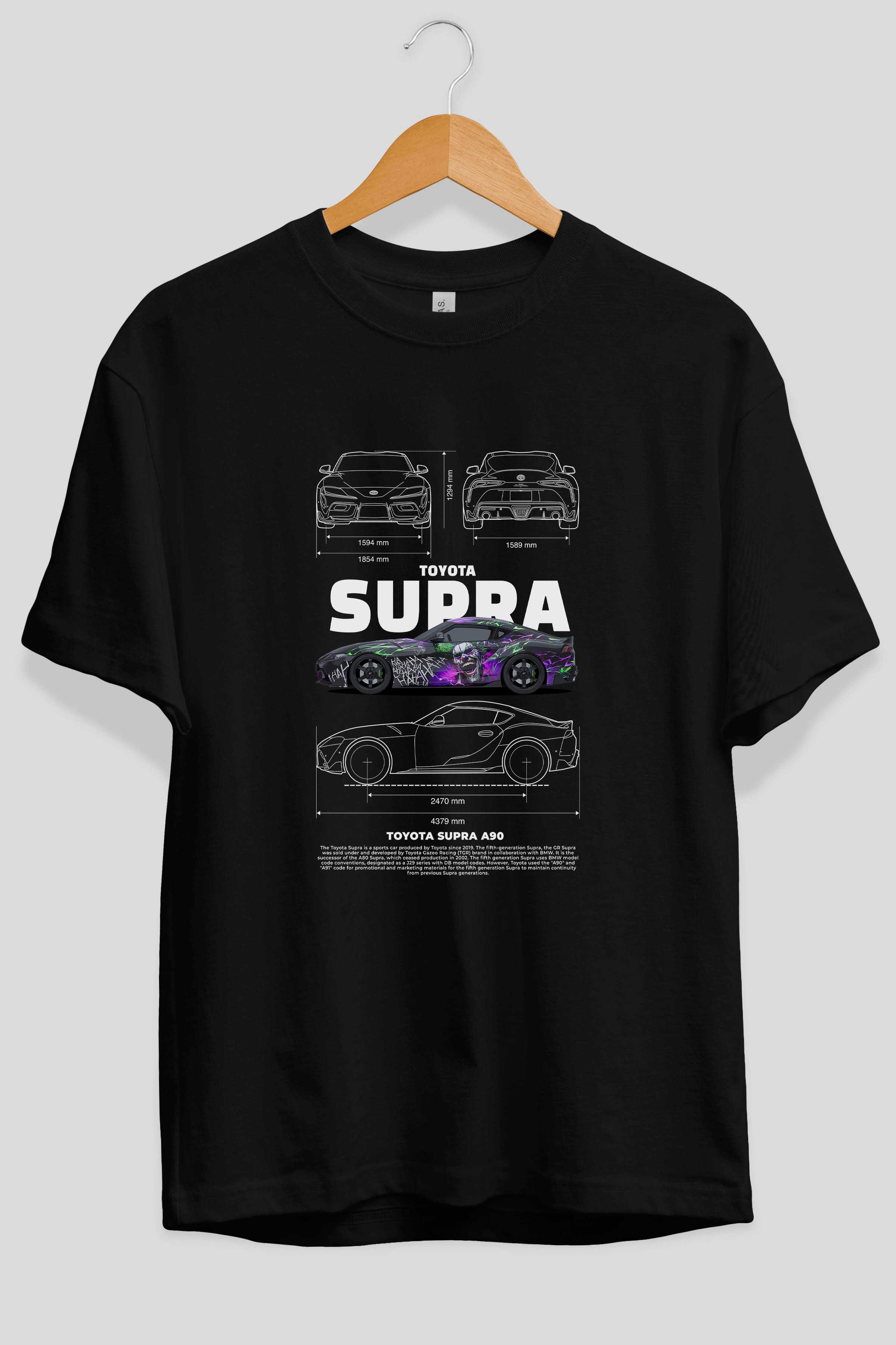 Toyota supra a90 1 Ön Baskılı Oversize t-shirt Erkek Kadın Unisex %100 Pamuk Bisiklet Yaka tişort