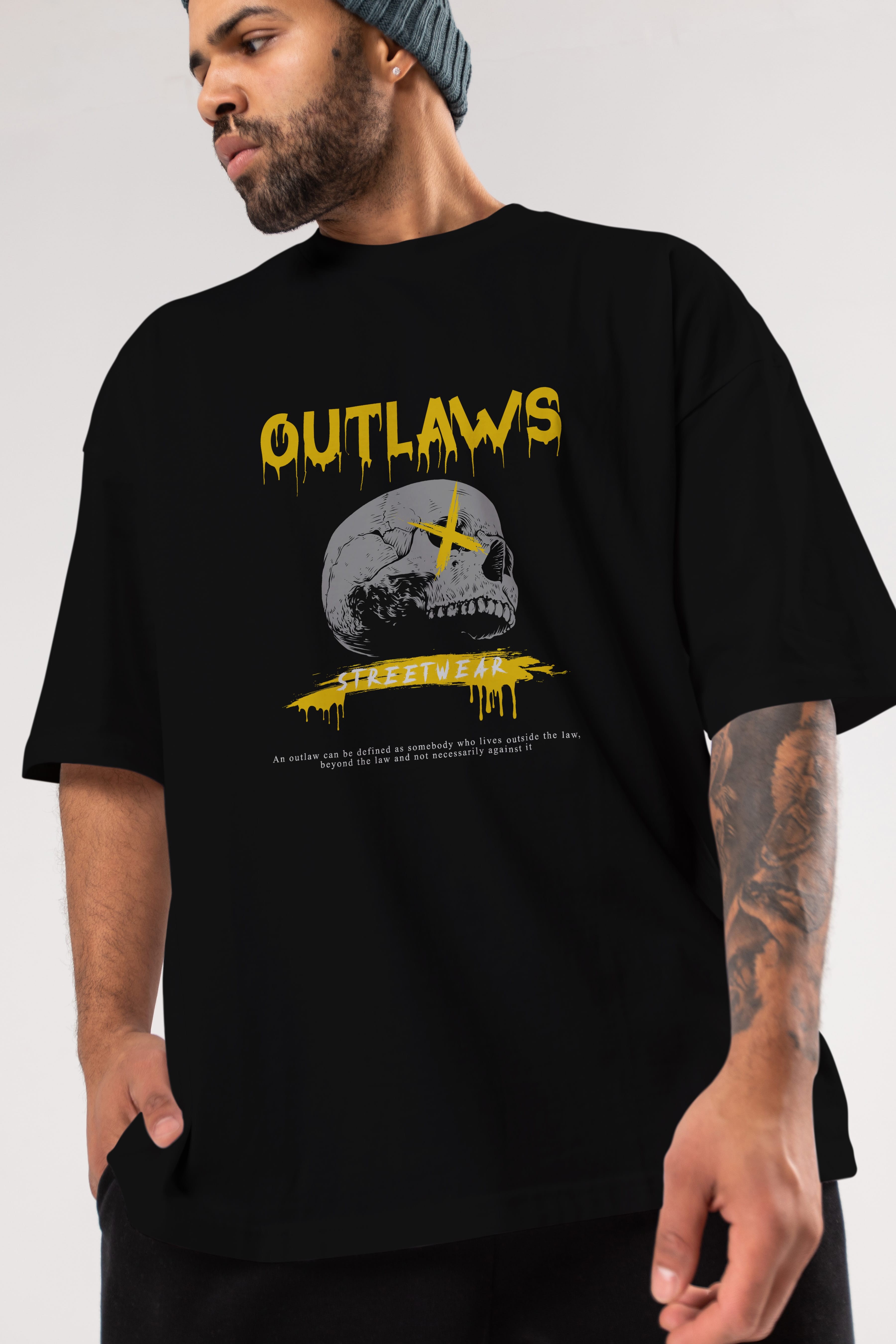 Outlaws Streetwear Ön Baskılı Oversize t-shirt Erkek Kadın Unisex