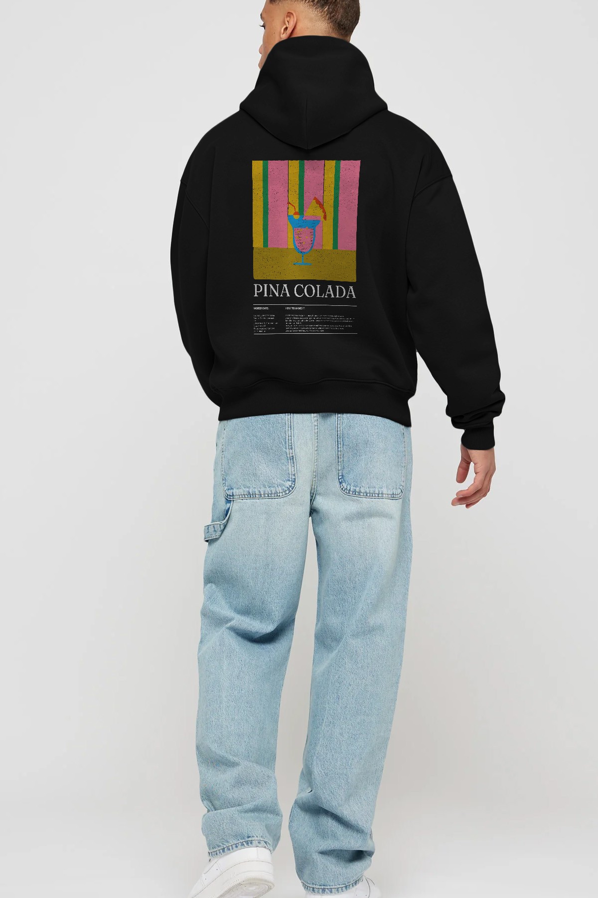 Pina Colada Kokteyl Arka Baskılı Hoodie Oversize Kapüşonlu Sweatshirt Erkek Kadın