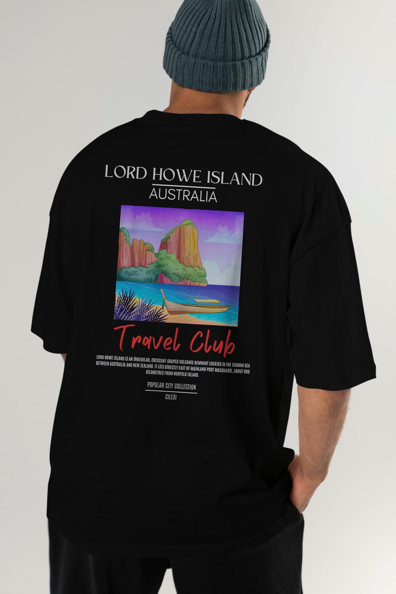 Lord Howe İsland Australia Arka Baskılı Oversize t-shirt Erkek Kadın Pamuk Bisiklet Yaka tişort