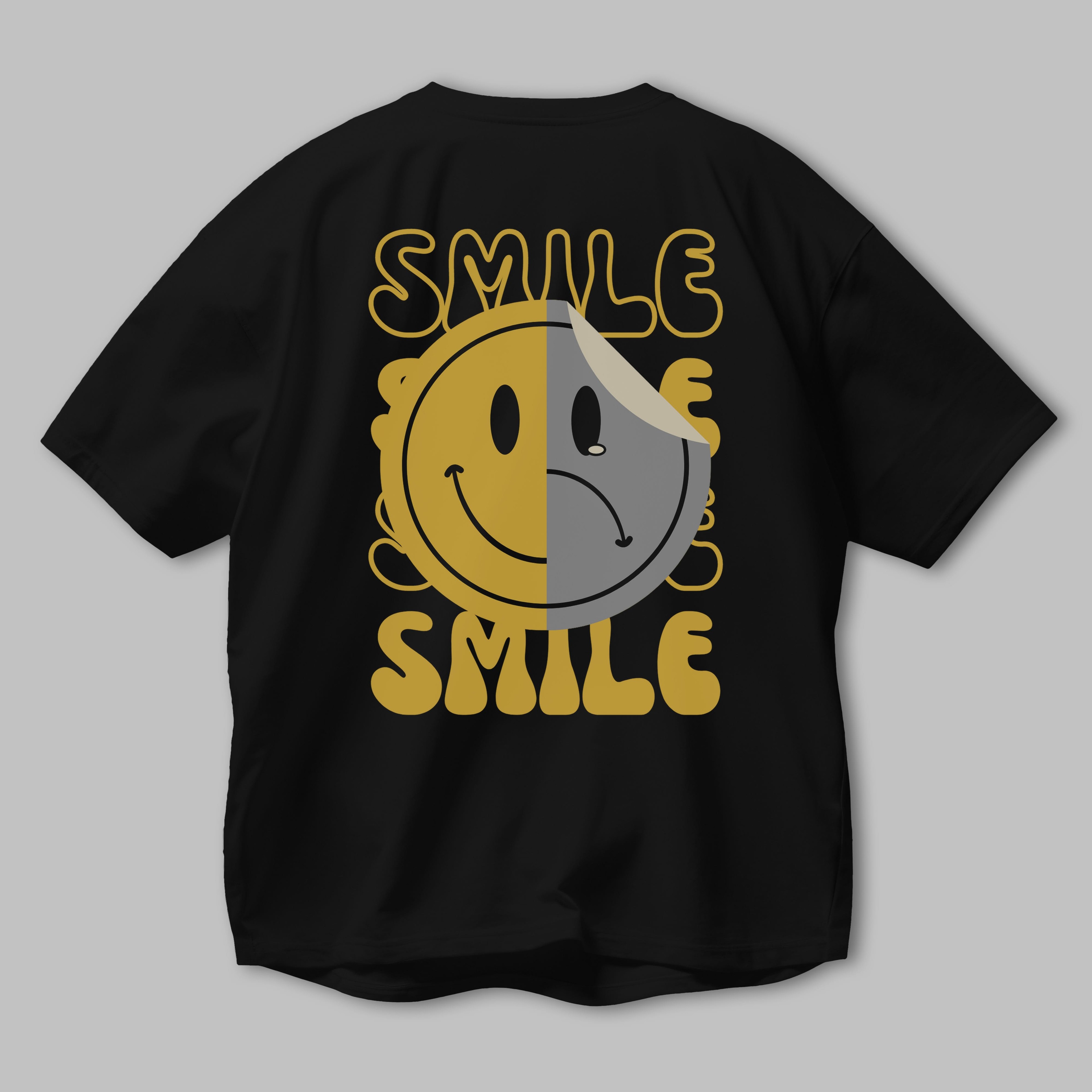 Smile Yazılı Arka Baskılı Oversize t-shirt Erkek Kadın Unisex