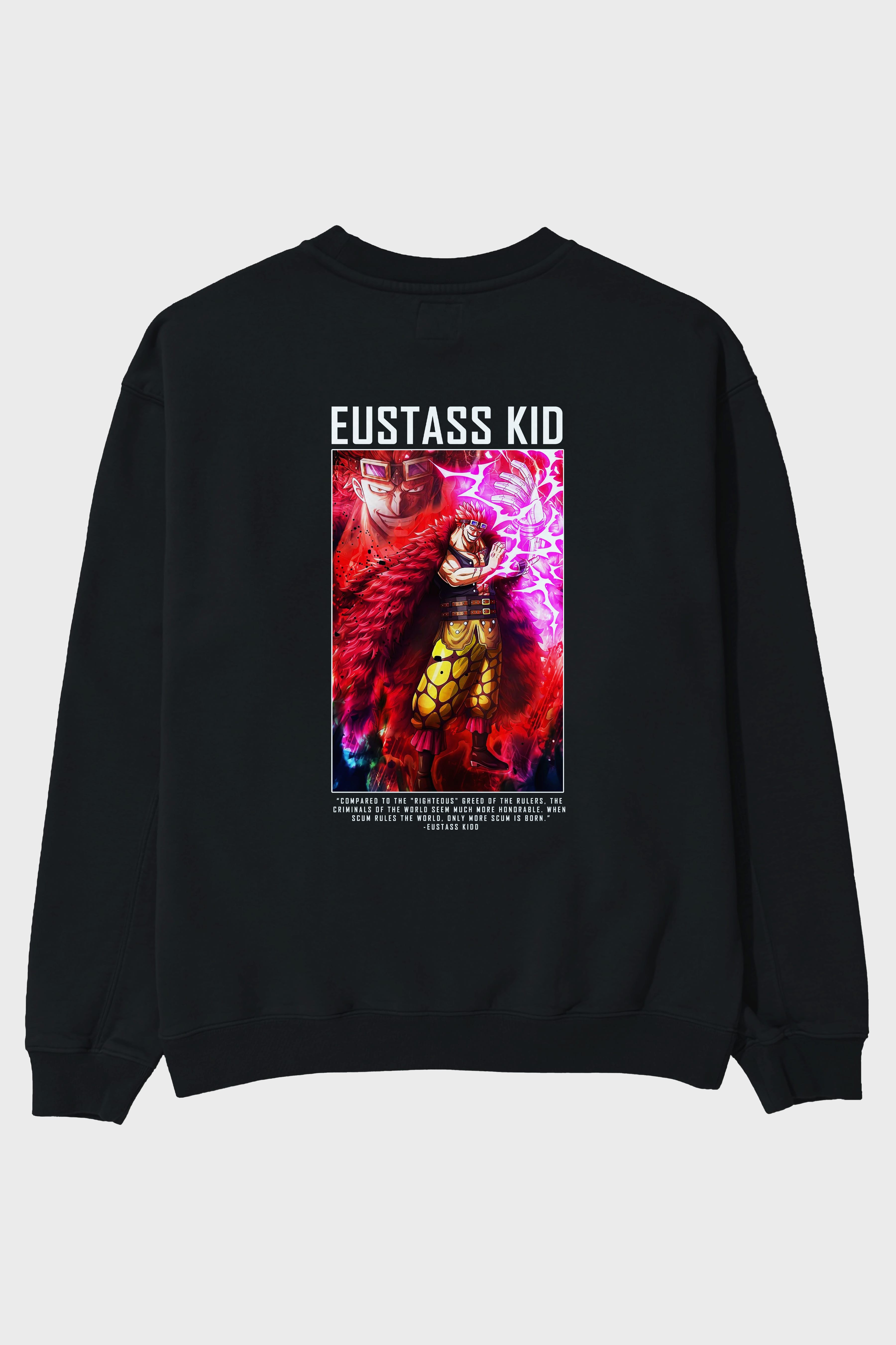 Eustass Kid Arka Baskılı Anime Oversize Sweatshirt Erkek Kadın Unisex