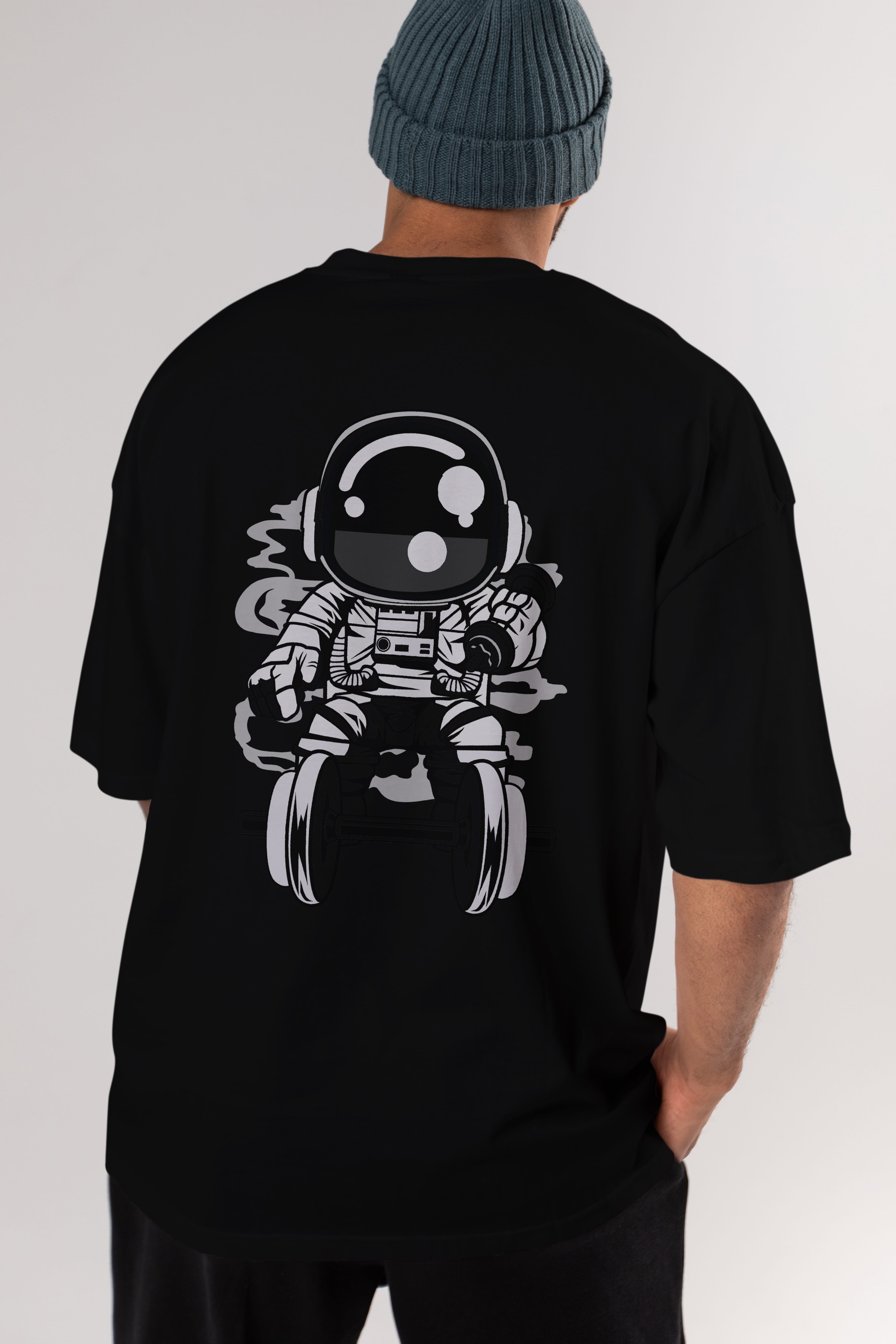 Astronaut Gym Arka Baskılı Oversize t-shirt Erkek Kadın Unisex