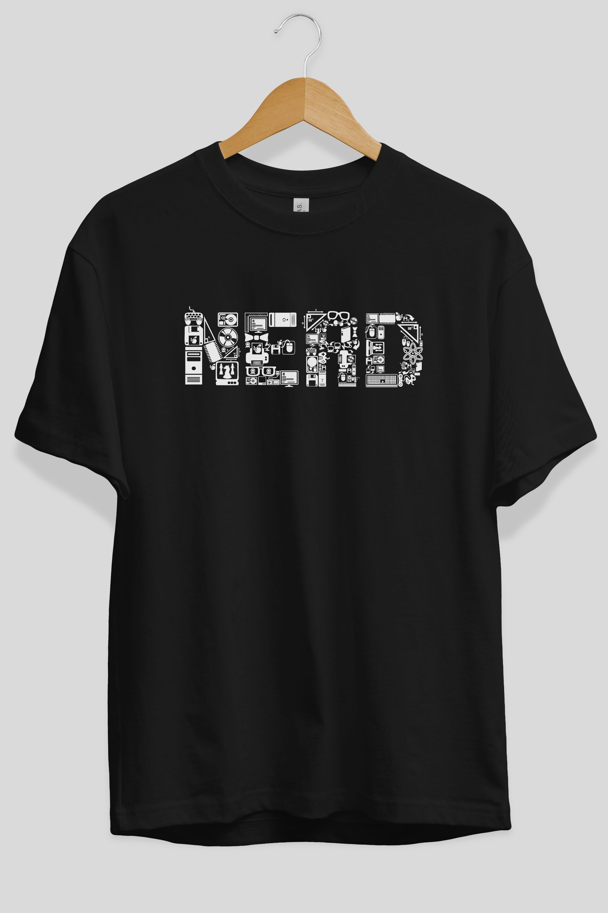 NERD Ön Baskılı Oversize t-shirt %100 pamuk Erkek Kadın Unisex