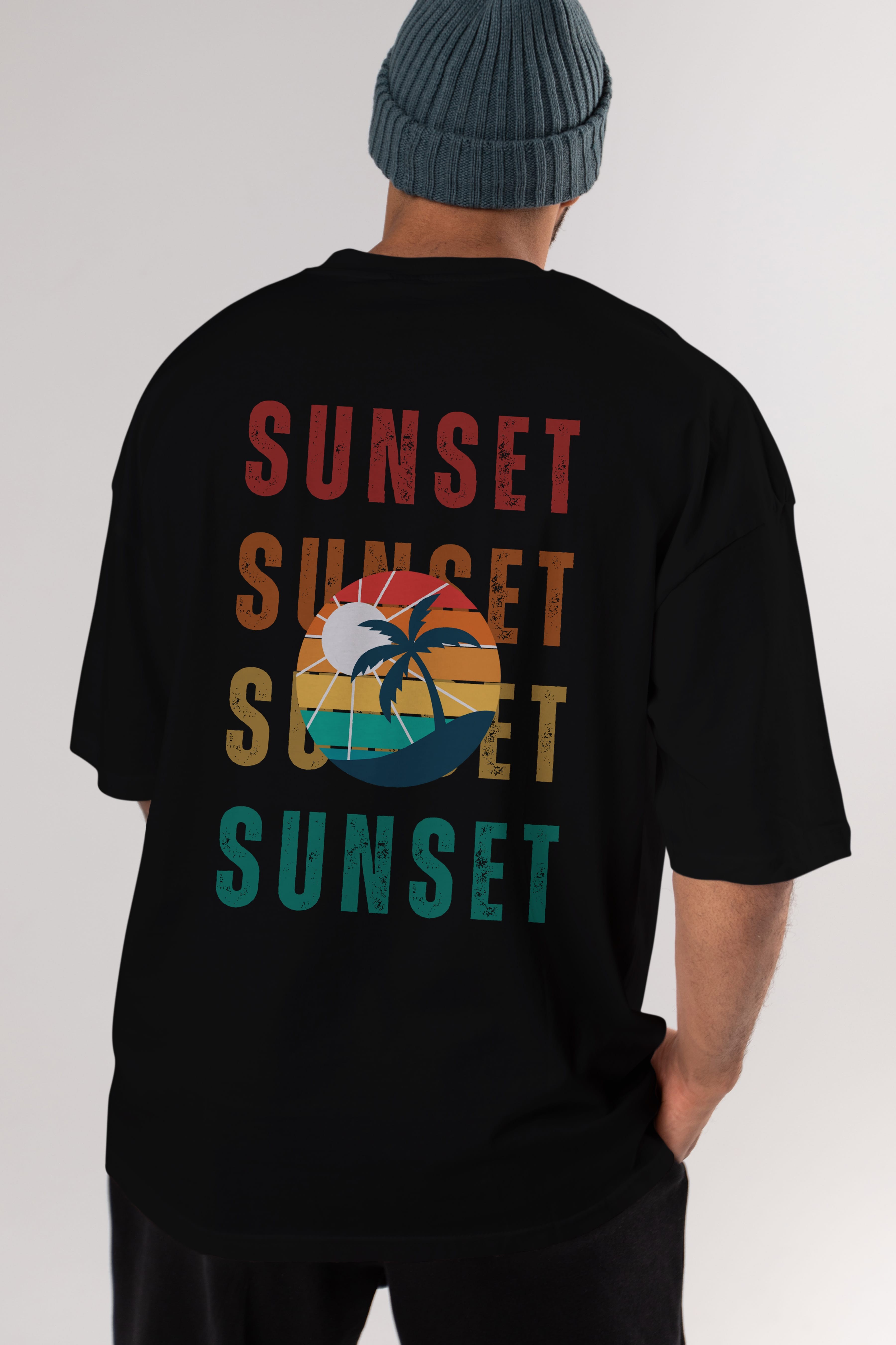 Sunset Yazılı Arka Baskılı Oversize t-shirt Erkek Kadın Unisex
