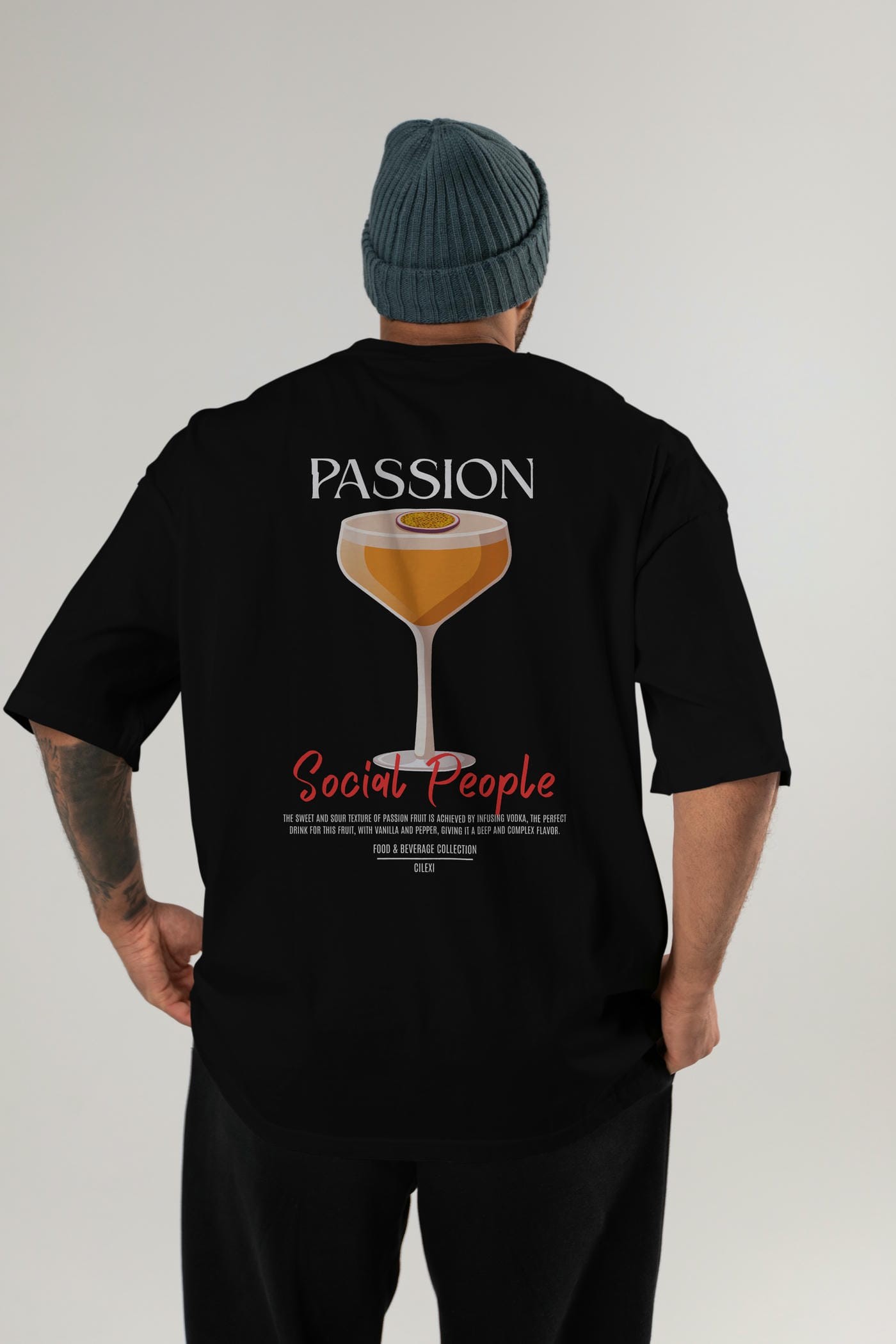 Passion Kokteyl Serisi Baskılı Oversize t-shirt Erkek Kadın Unisex %100 Pamuk Bisiklet Yaka tişort