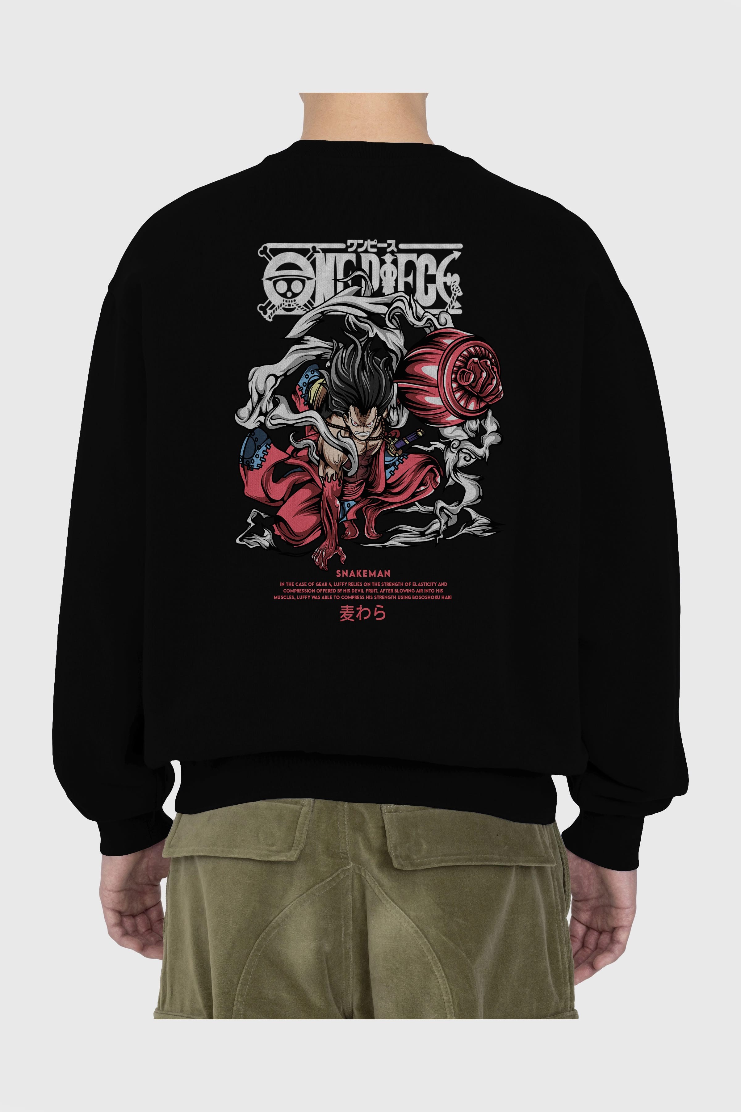 One Piece Snakeman Anime Arka Baskılı Oversize Sweatshirt Erkek Kadın Unisex
