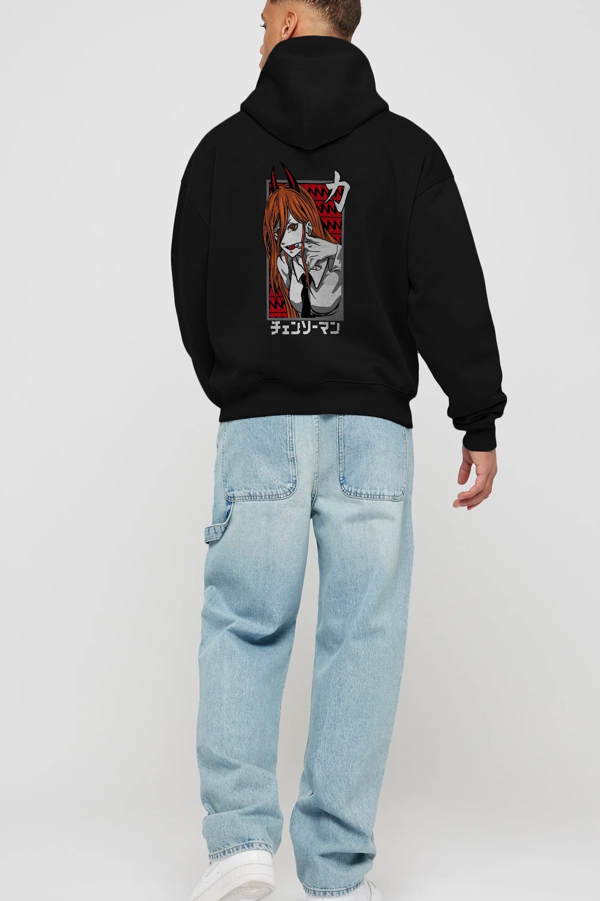 CHAINSAWMAN POWER Anime Arka Baskılı Hoodie Oversize Kapüşonlu Sweatshirt Erkek Kadın Unisex