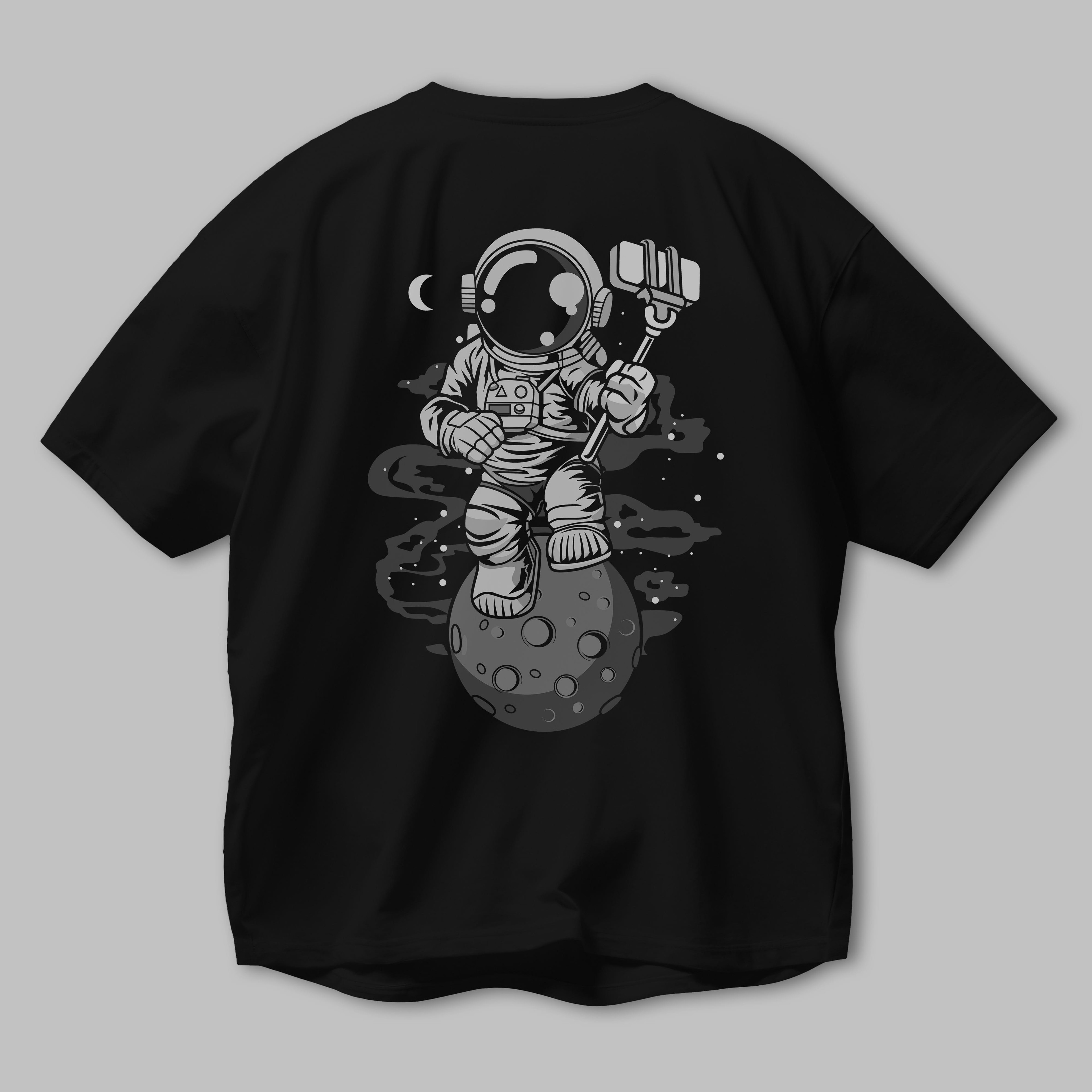 Astronaut Selfie Arka Baskılı Oversize t-shirt Erkek Kadın Unisex