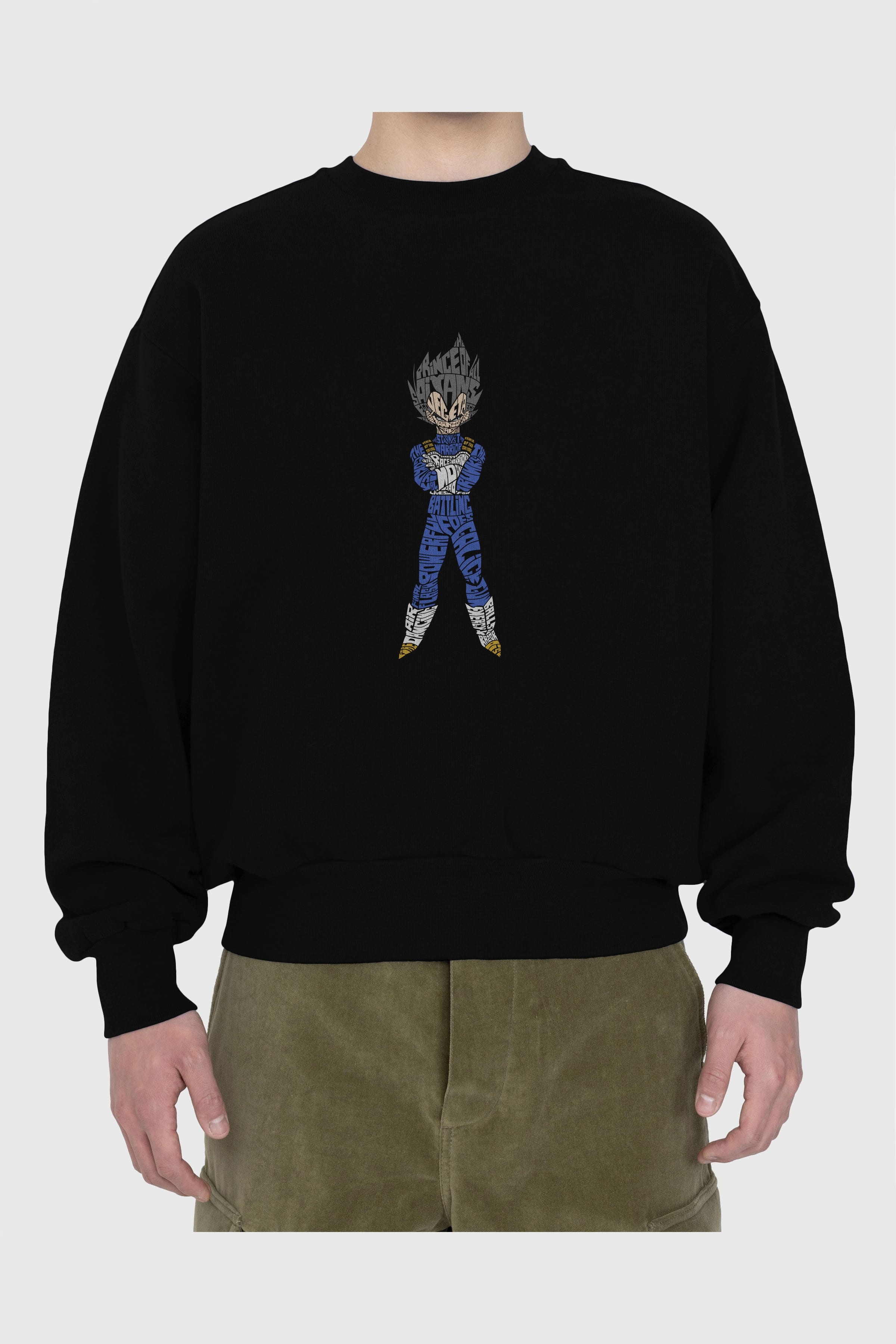 Vegeta Ön Baskılı Oversize Sweatshirt Erkek Kadın Unisex