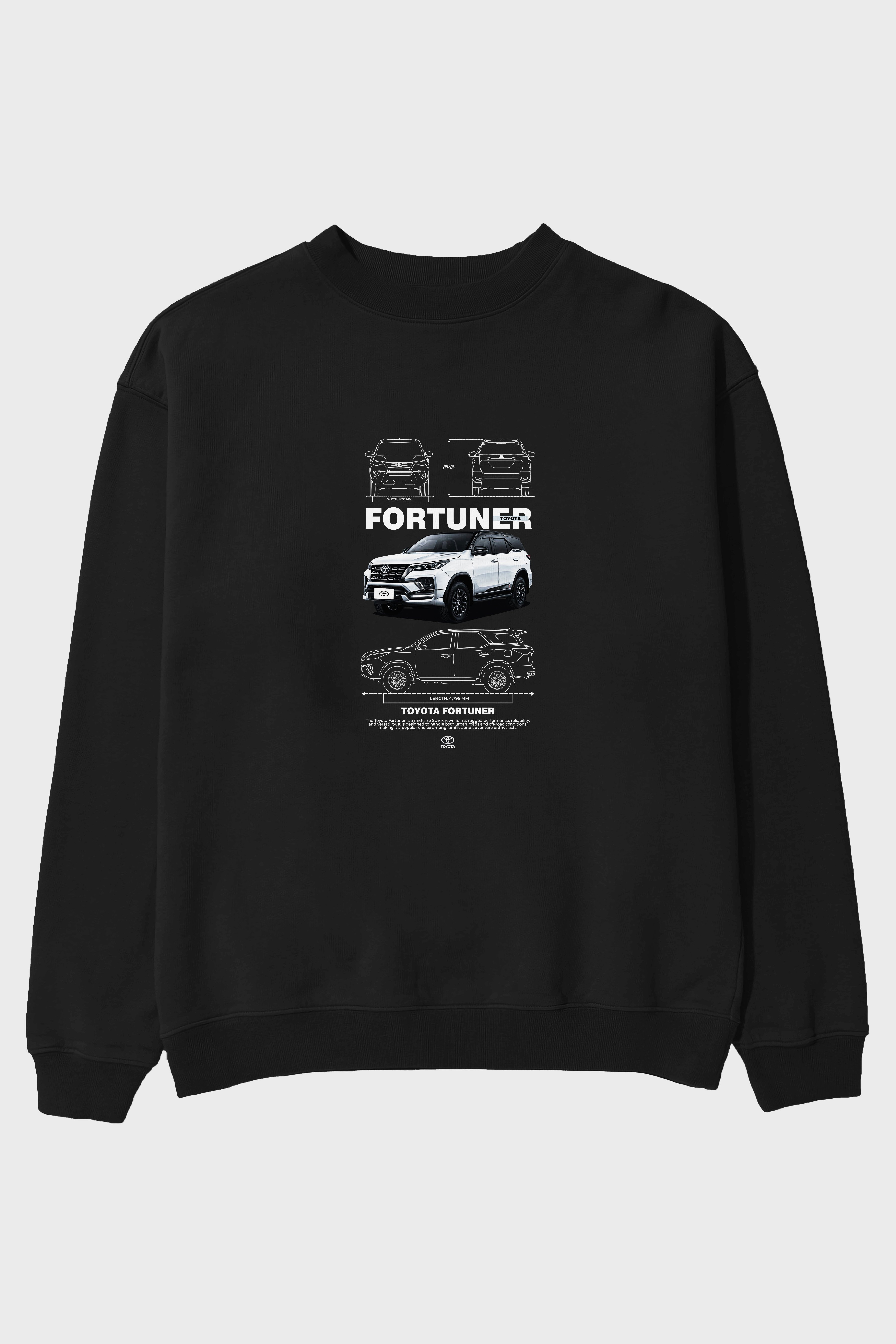 TOYOTA FORTUNER Ön Baskılı Anime Oversize Sweatshirt Erkek Kadın Unisex