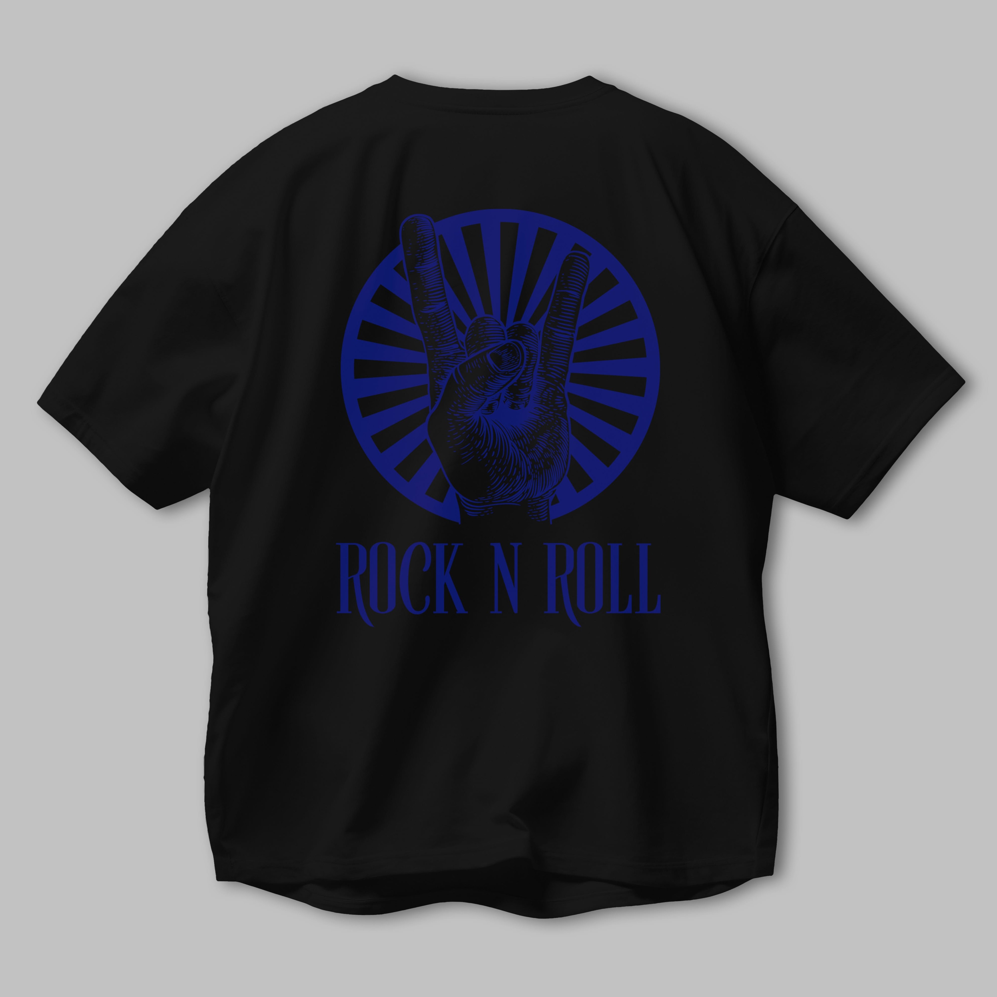 Rock N Roll Yazılı Arka Baskılı Oversize t-shirt Erkek Kadın Unisex