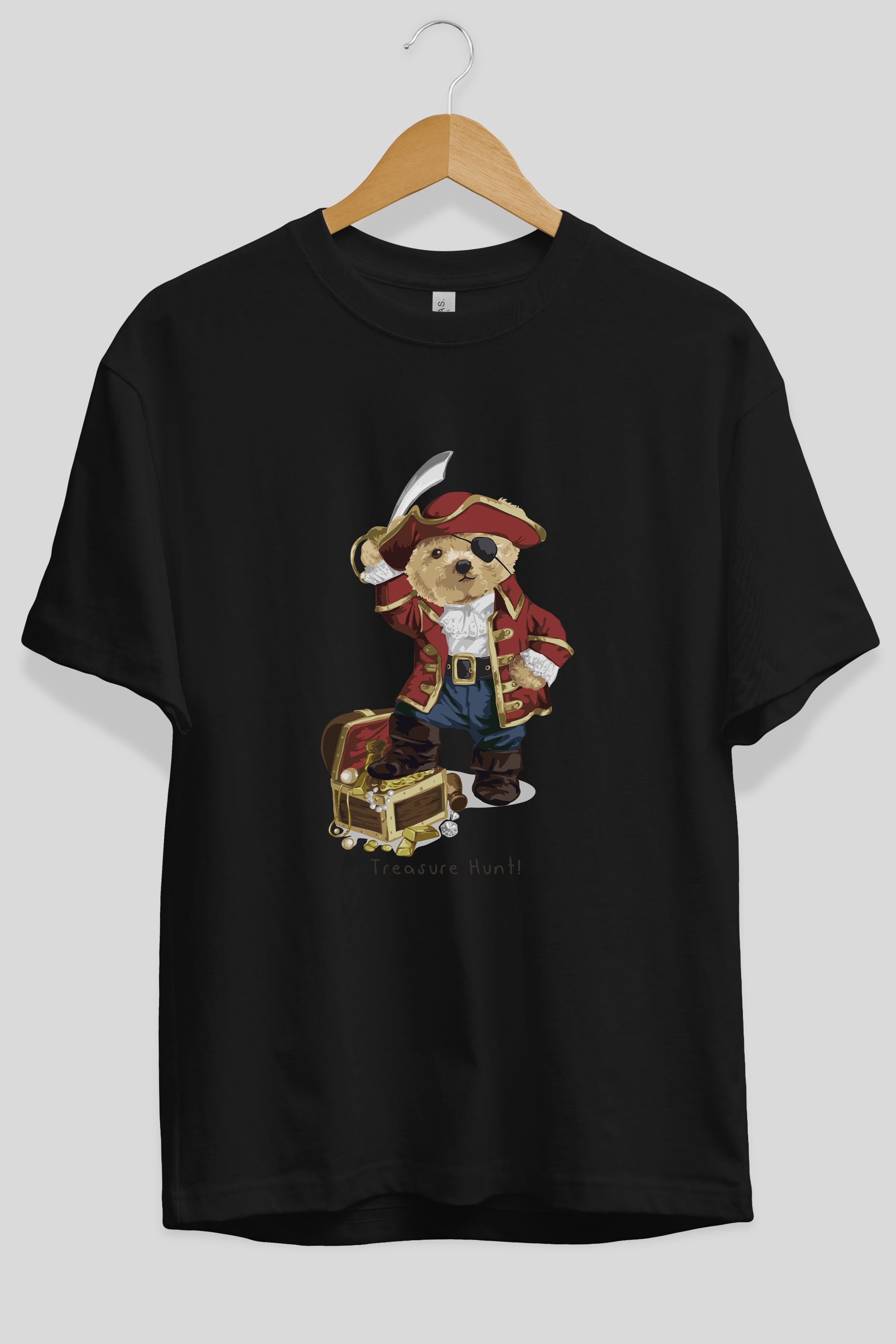 Teddy Bear Treasure Hunt Ön Baskılı Oversize t-shirt Erkek Kadın Unisex %100 Pamuk