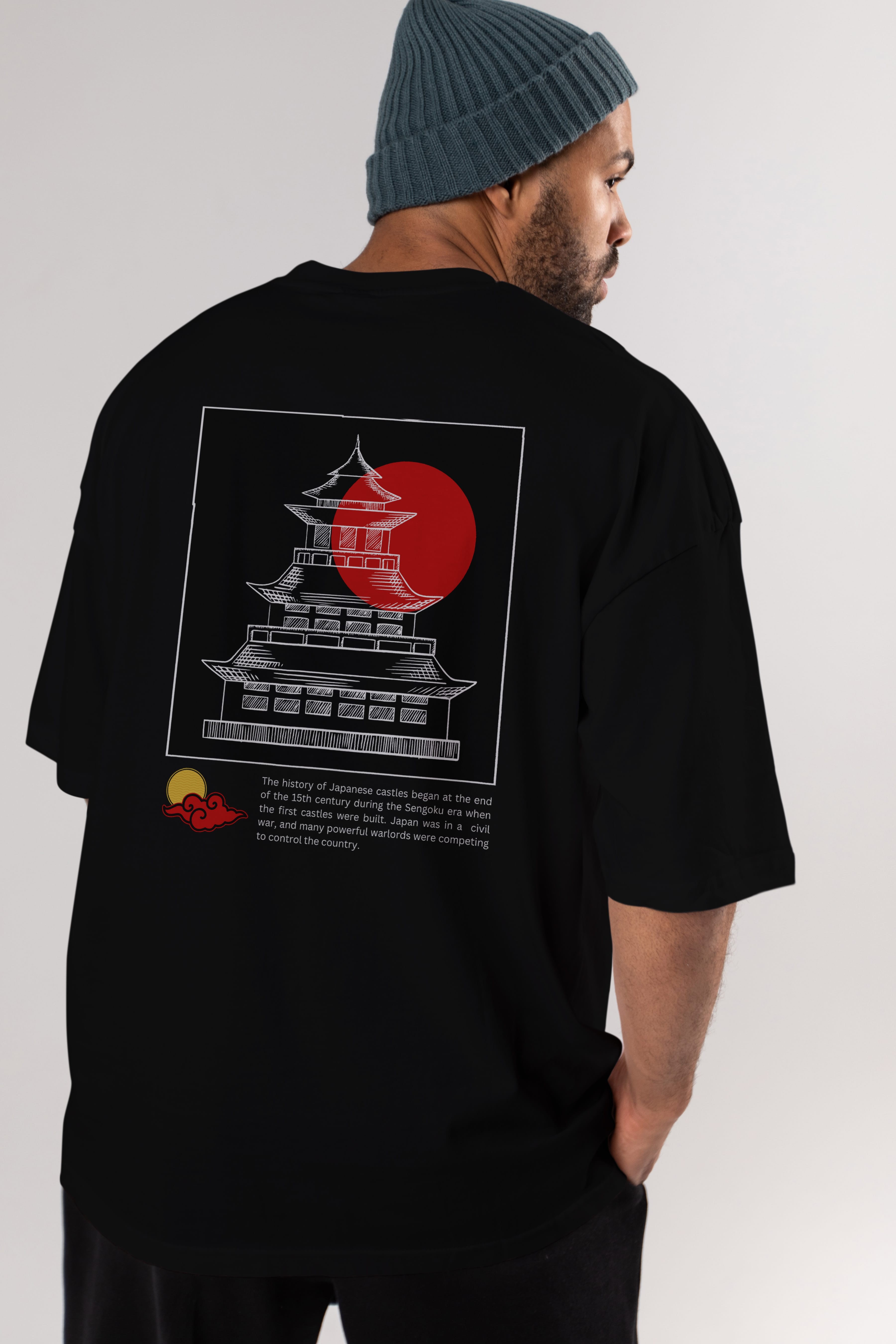 Retro Japanese Arka Baskılı Oversize t-shirt Erkek Kadın Unisex