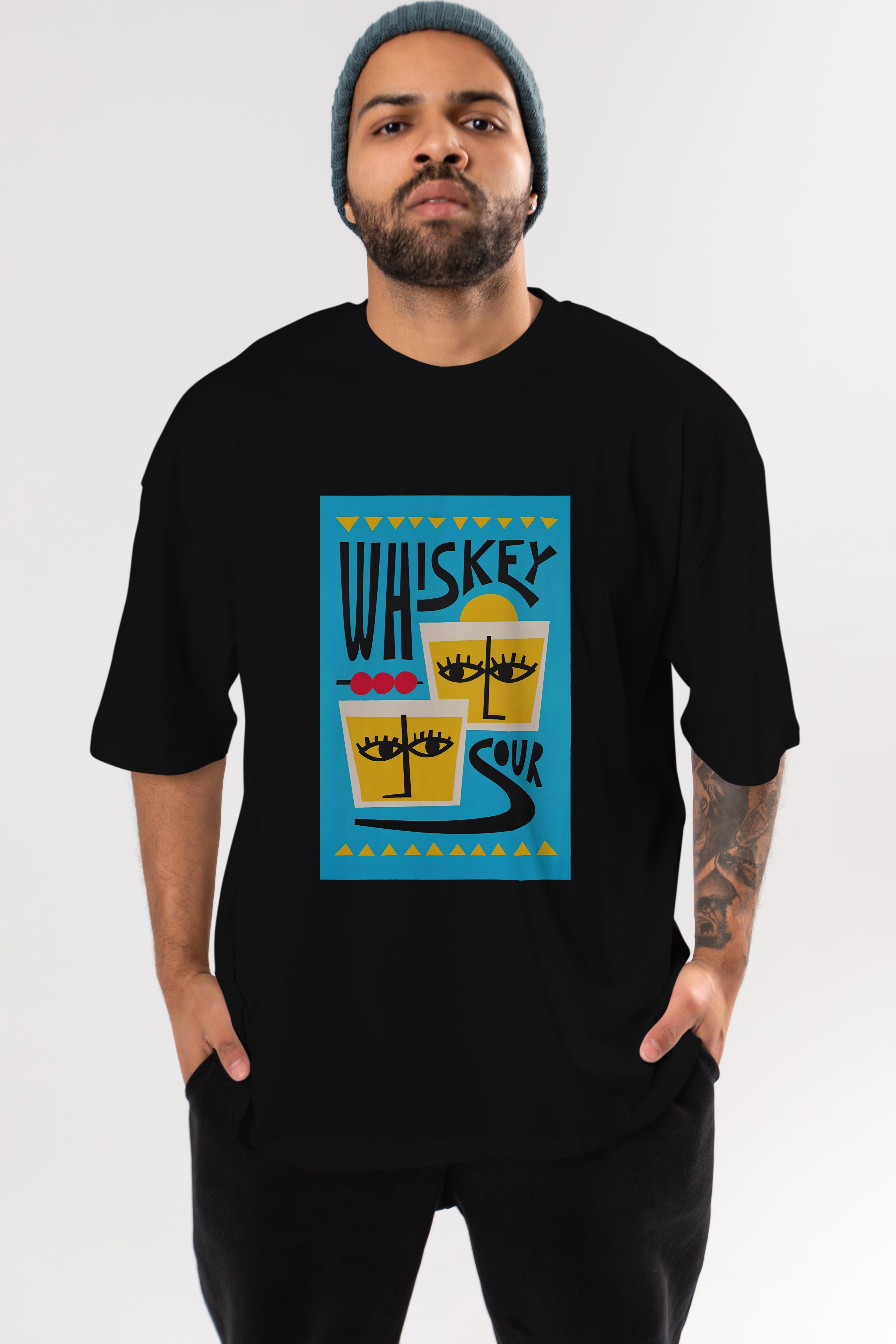 Whiskey Sour 2 Ön Baskılı Oversize t-shirt Erkek Kadın Unisex %100 Pamuk Bisiklet Yaka tişort