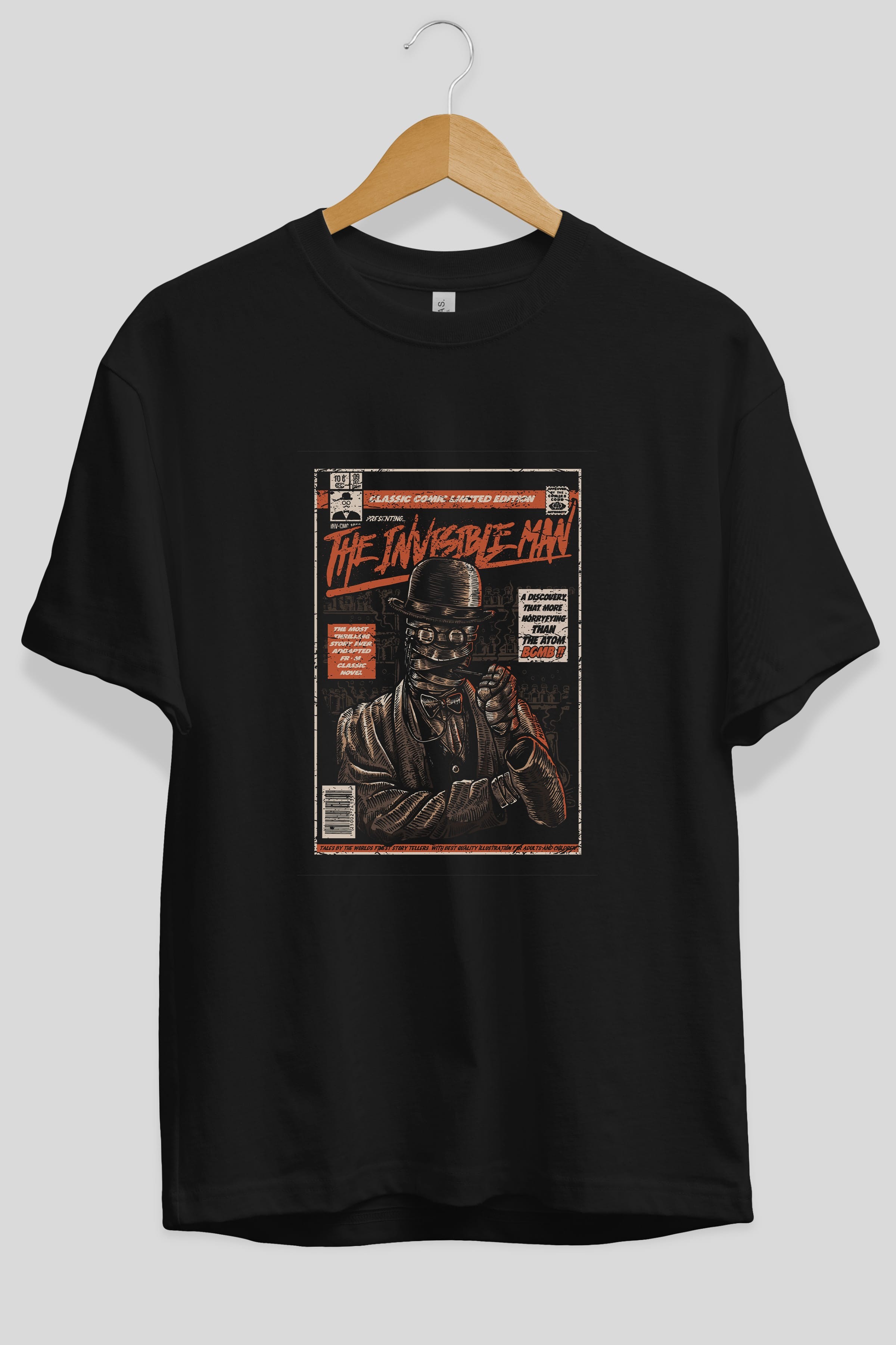The Invisible Man Ön Baskılı Oversize t-shirt Erkek Kadın Unisex %100 Pamuk tişort