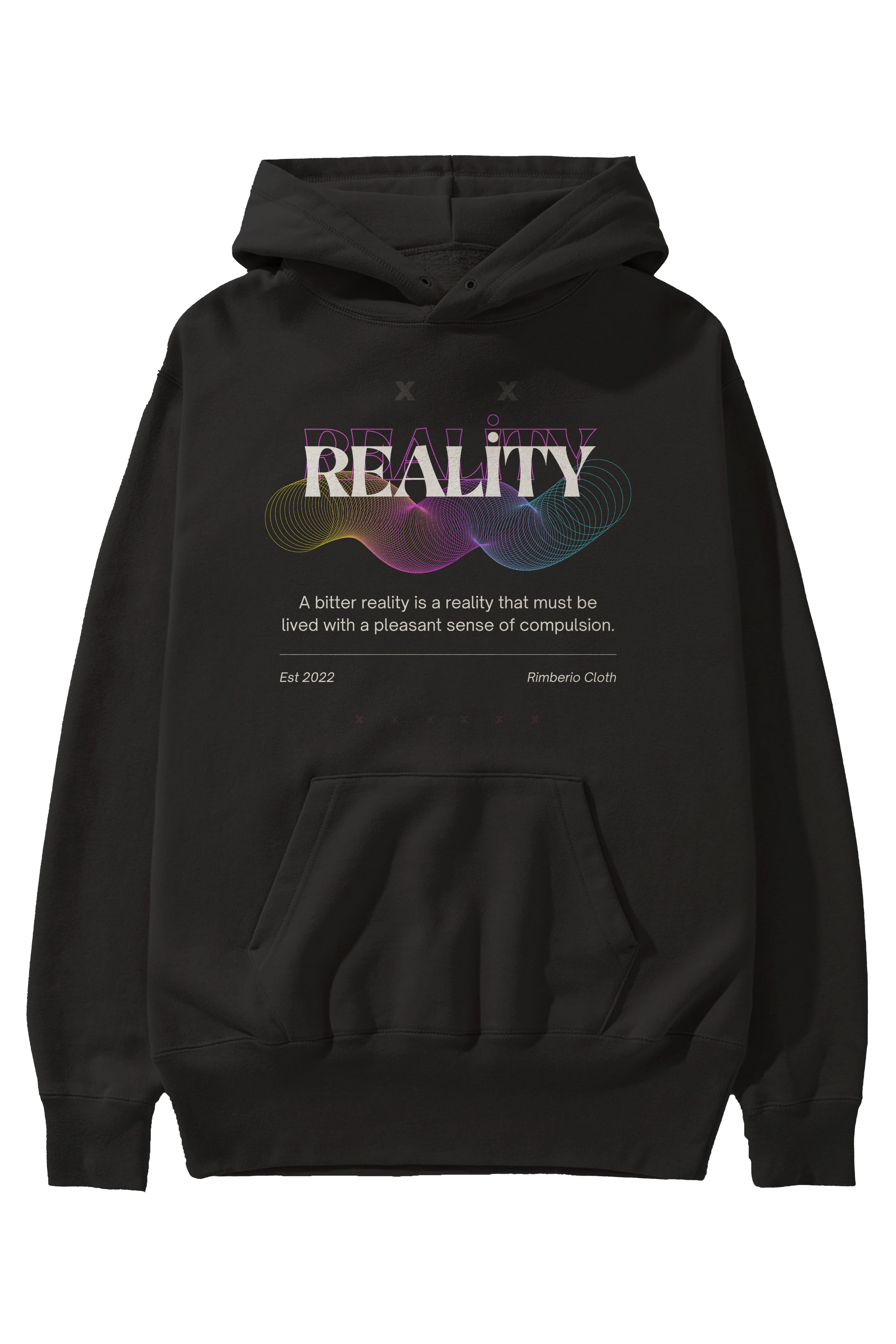 Reality 2 Ön Baskılı Oversize Hoodie Kapüşonlu Sweatshirt Erkek Kadın Unisex